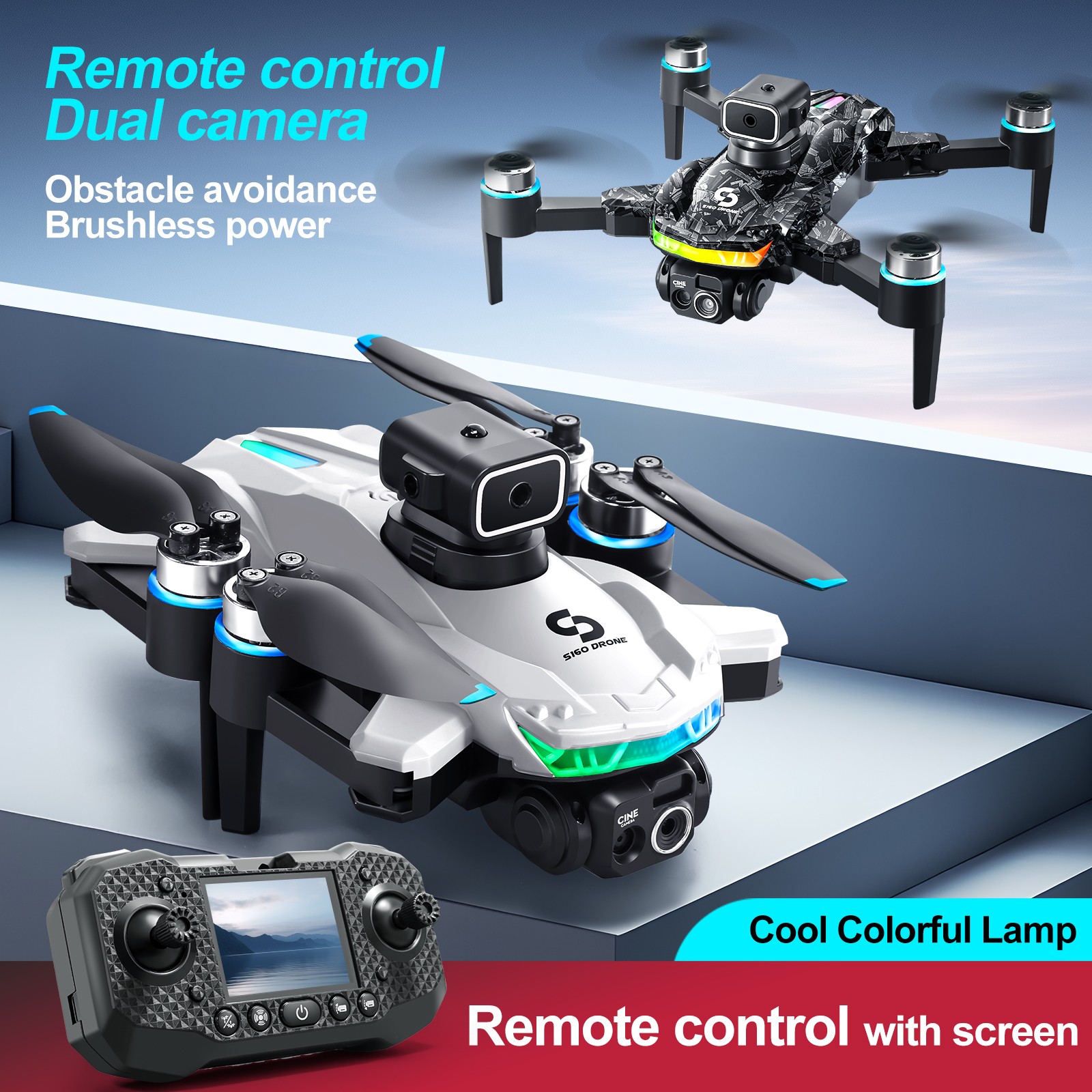4K HD Drone Dual Camera WIFI Screen Remote Foldable Selfie RC Quadcopter N0K