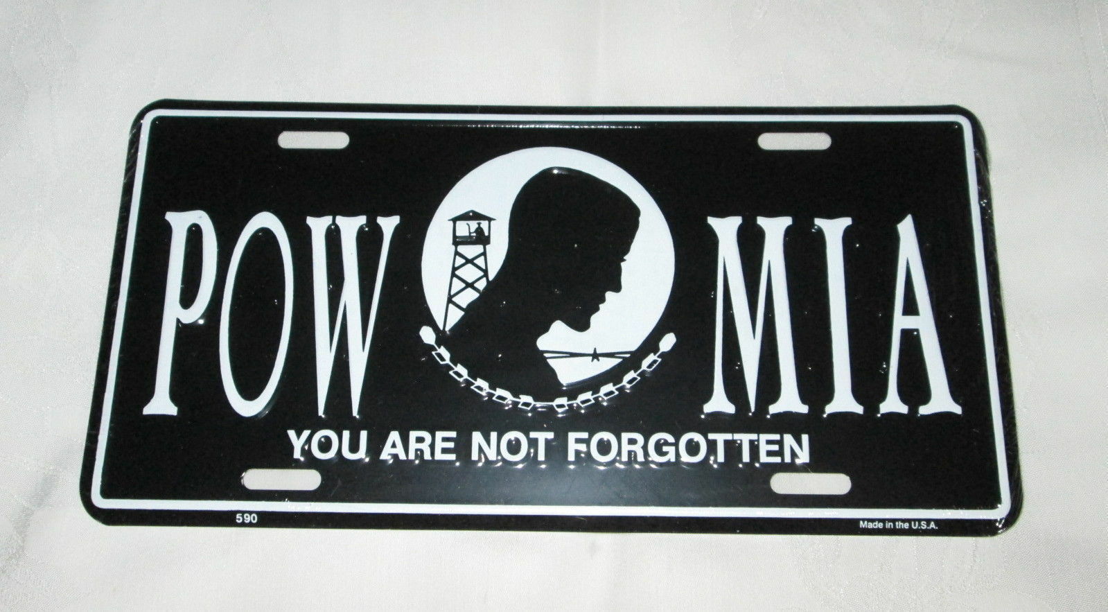 POW-MIA EMBOSSED METAL LICENSE PLATE #16p - NEW