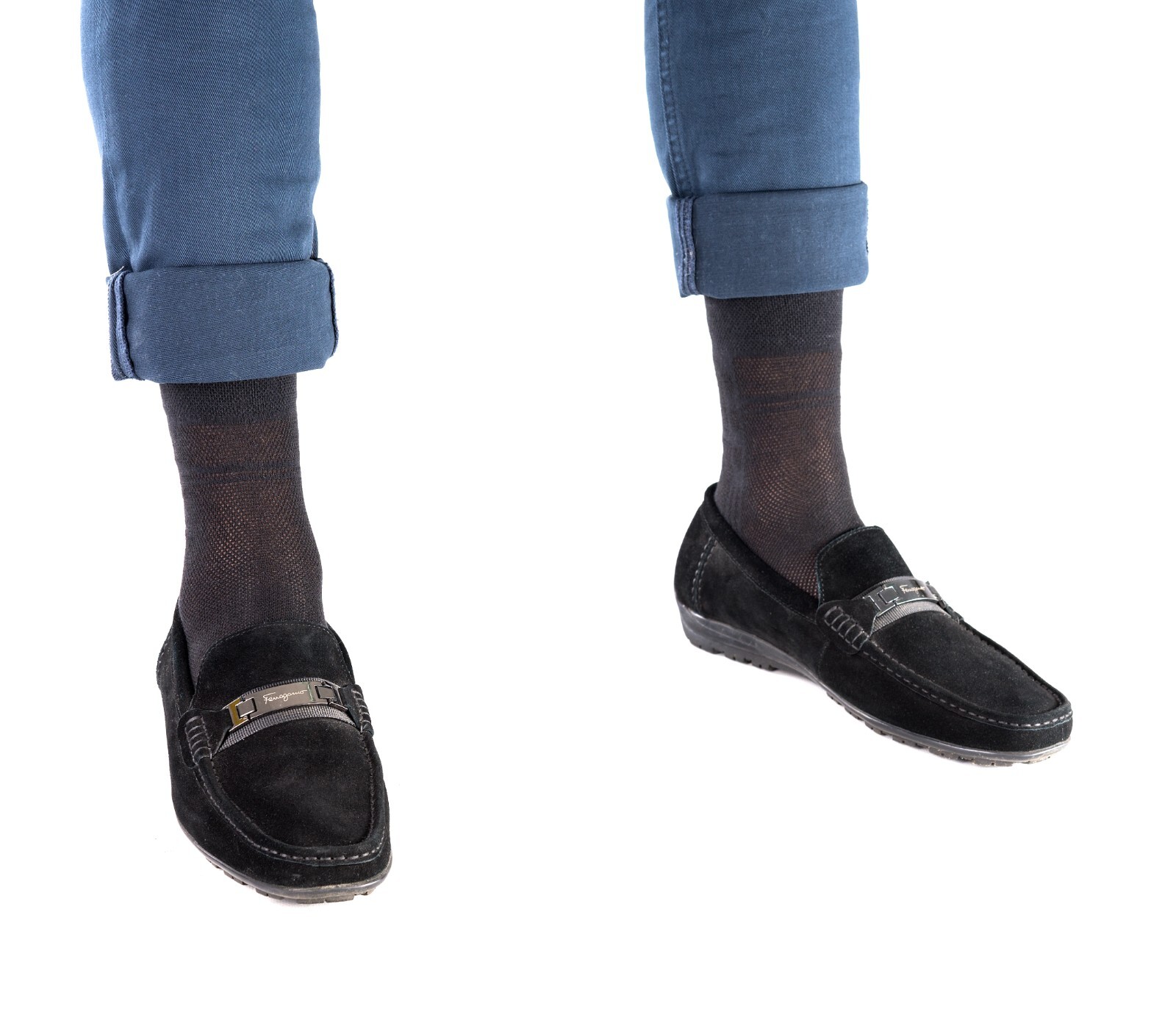 Black Breathable Mens Cotton Dress Socks Ultra Thin Socks 5 Pack, size 11-13