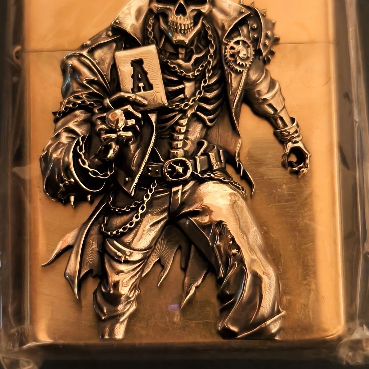 New Design Brass Skull Emblem Patch for Kerosene Lighter Decoration