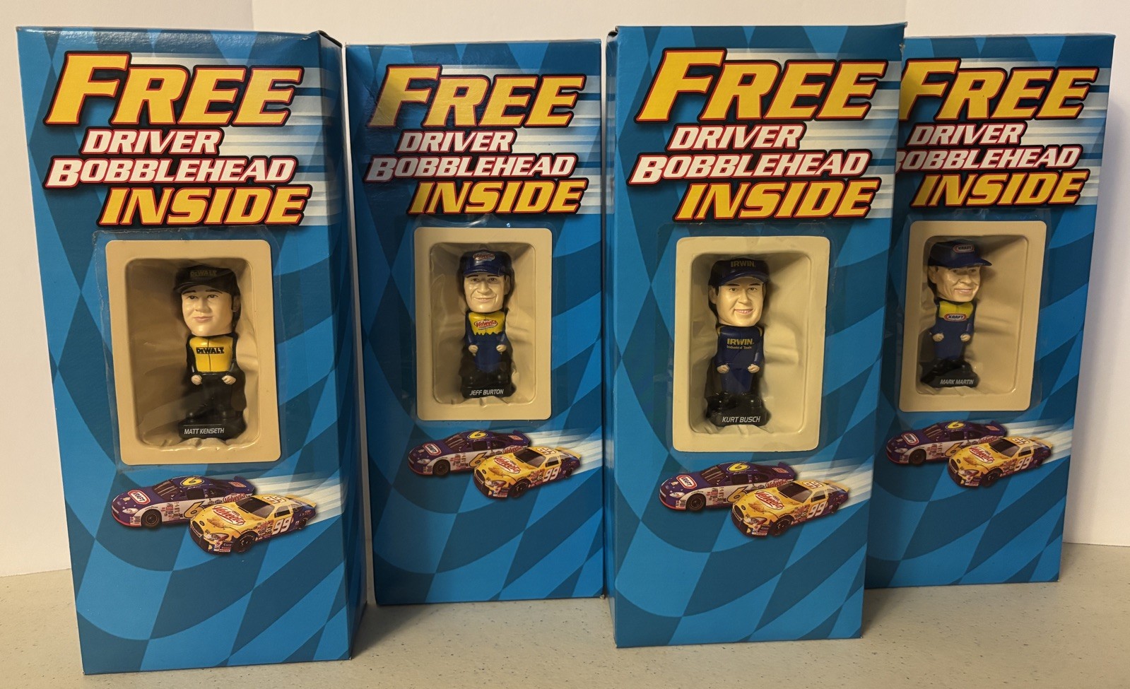Kraft Racing Mini BobbleHeads Set of 4 Mint Busch, Martin, Burton, Kenseth