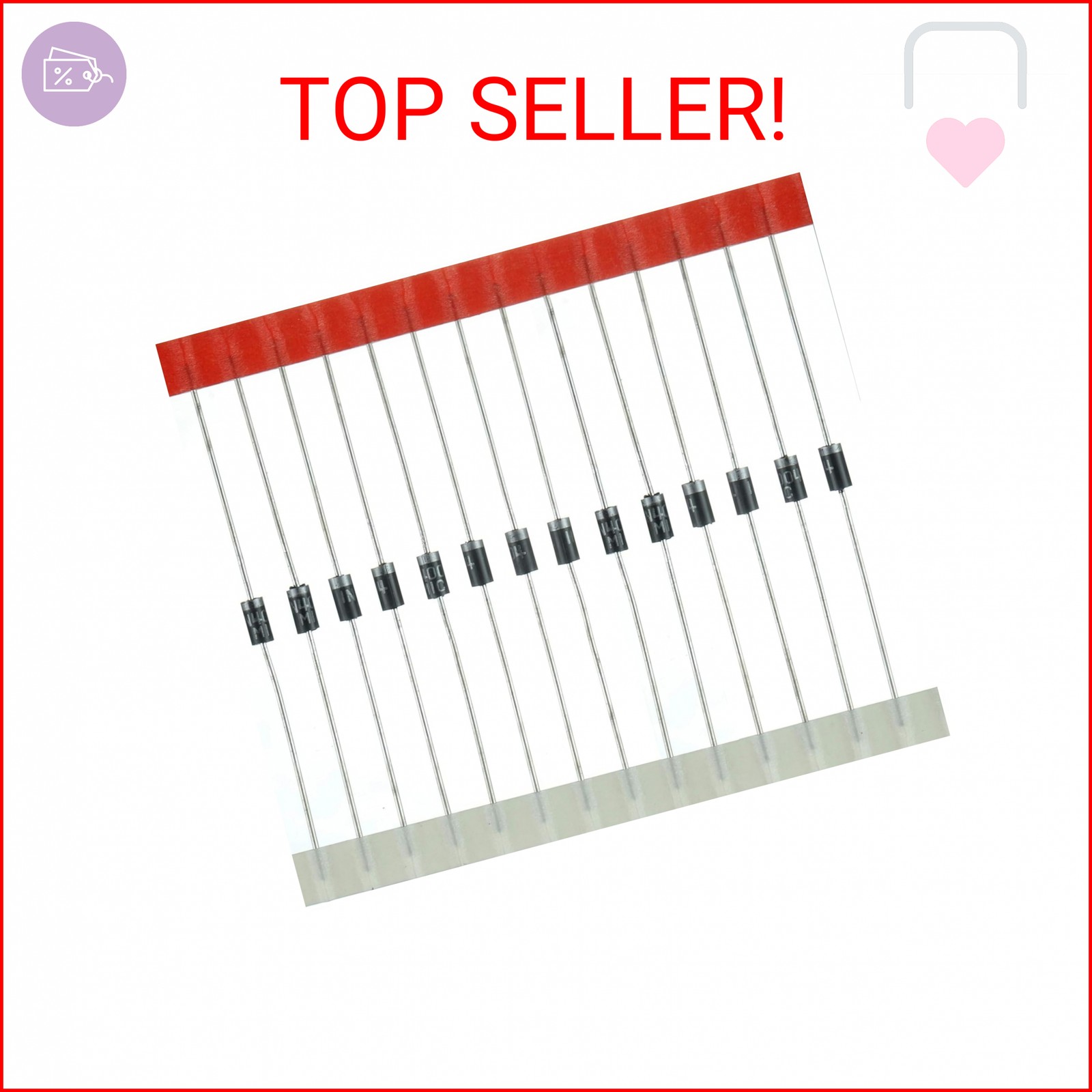(100 Pcs) 1N4001 Rectifier Diode, 50V 1A DO-41 Electronic Silicon Doorbell Diode