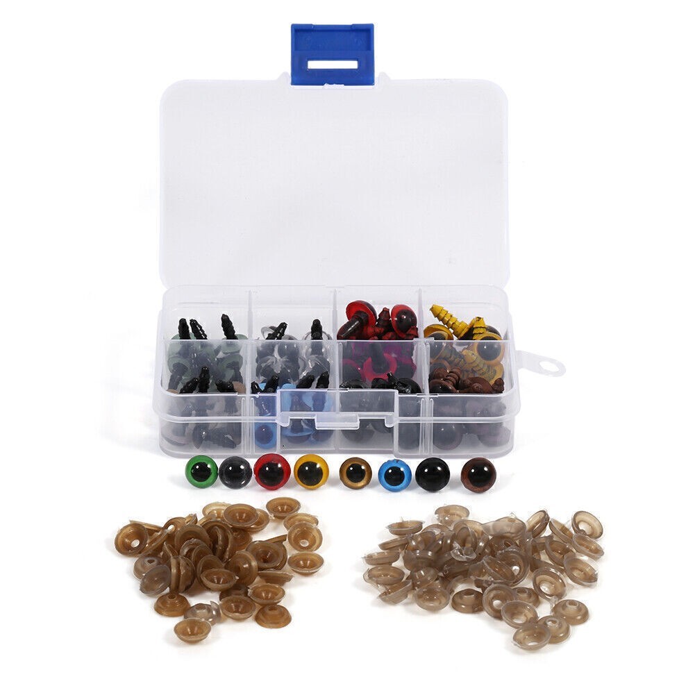 80pcs 40Pairs 8 Color Mix 10mm Safety Eyes Box for Teddy Bear Stuffed Toy Animal