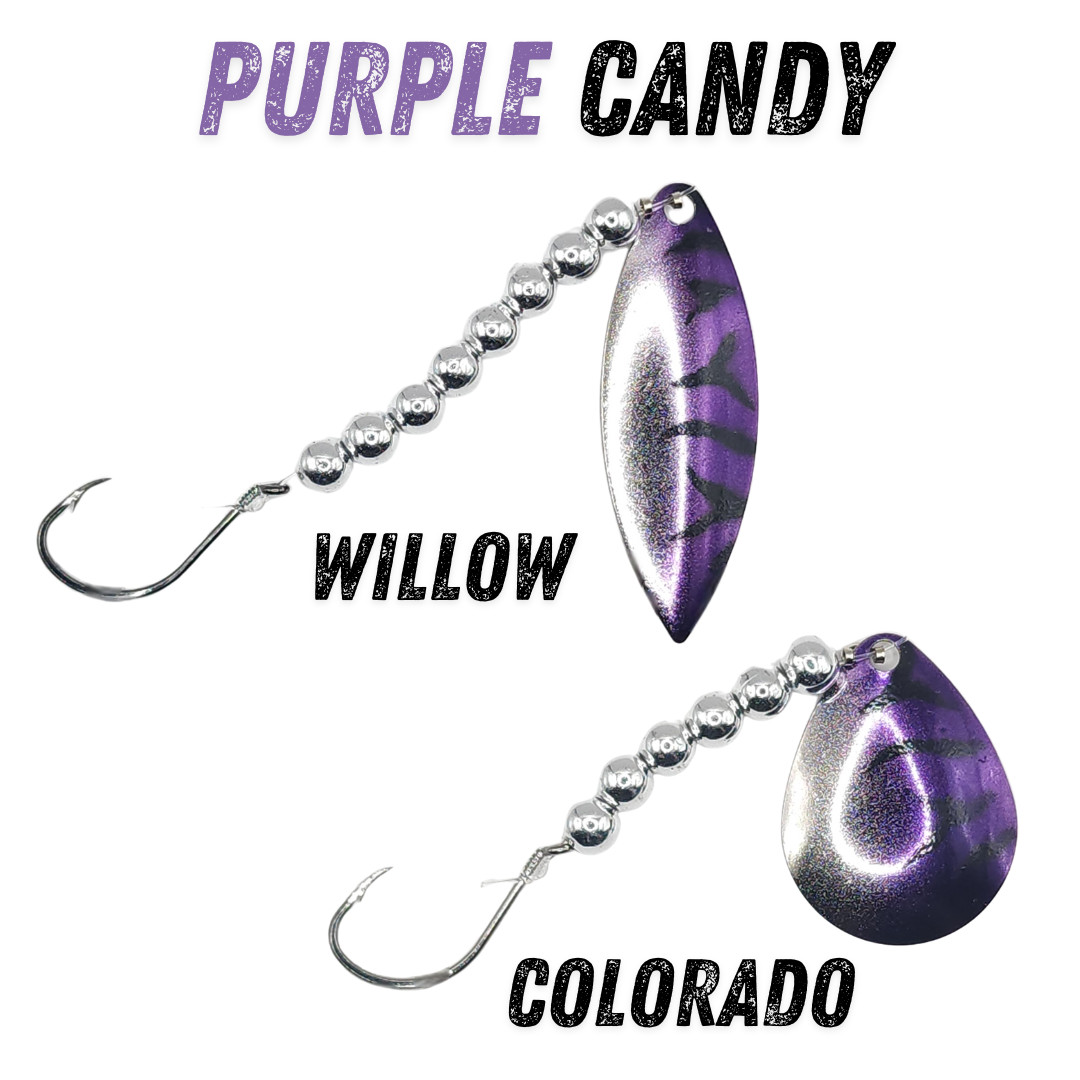 Purple Candy Worm Harness Spinner Lure for Fishing and Targets WALLEYE