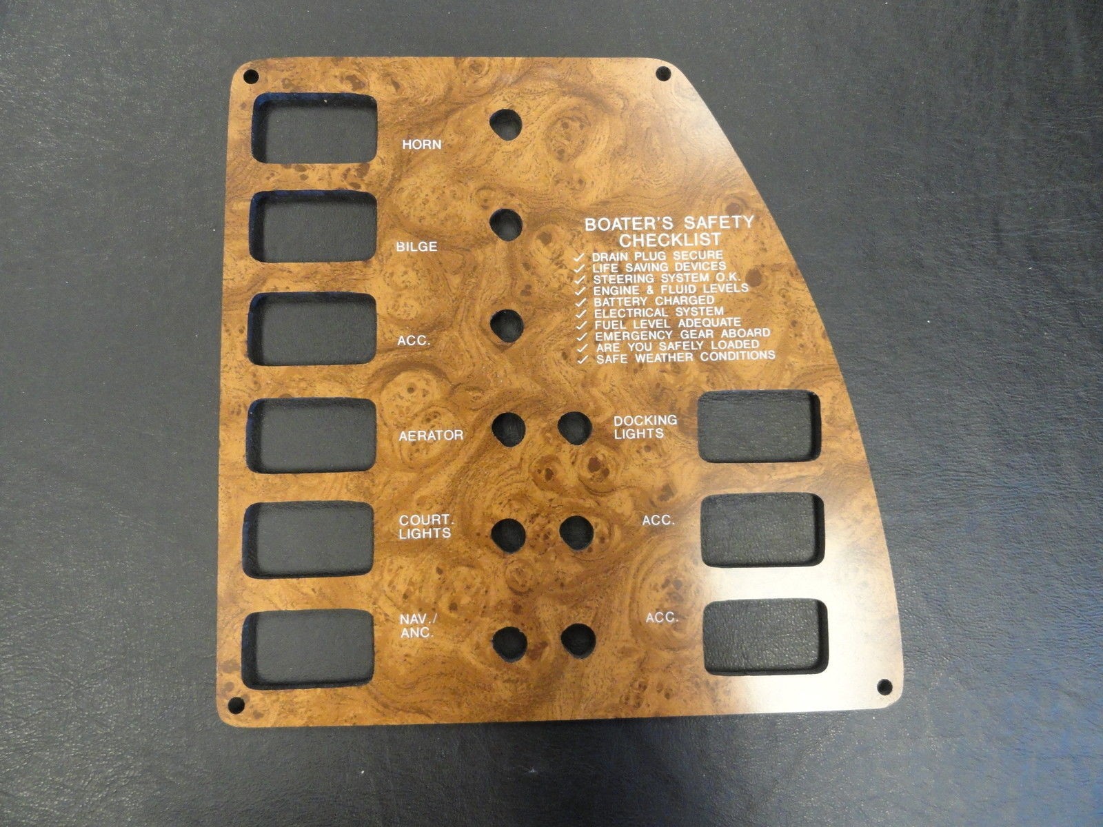 BLANK SWITCH BREAKER PANEL WOODGRAIN PLASTIC 8" X 8" MARINE BOAT