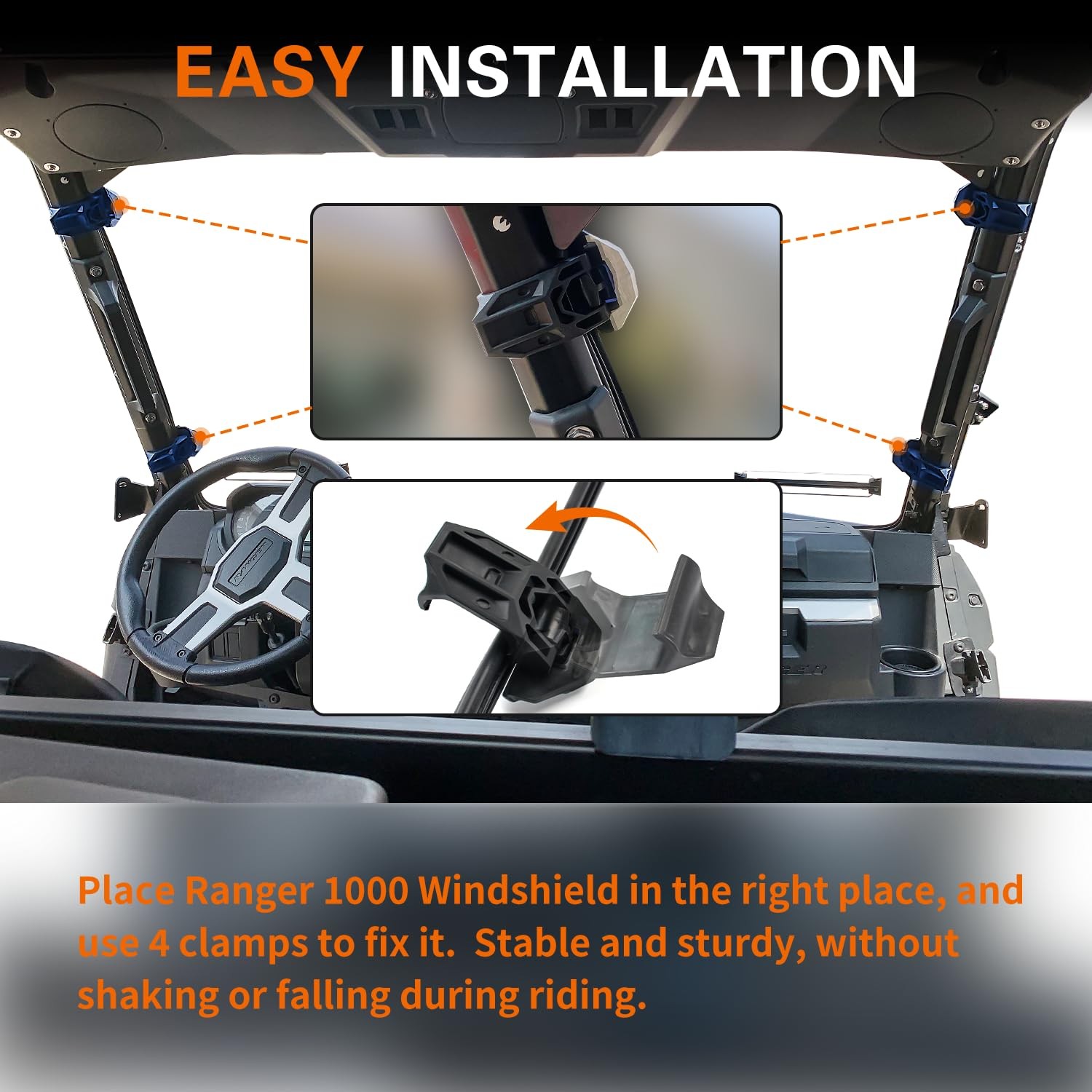 Front Windshield Heavy Duty Scratch Resistant Full Windshield Compatible Clear