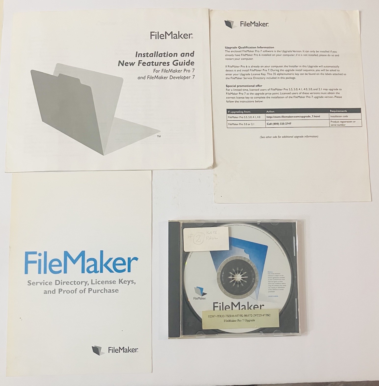 FileMaker Pro 7 Upgrade 2004 Mac/Win CD Software Complete Docs Database Vtg