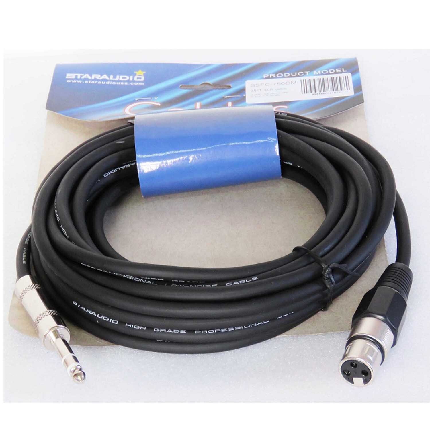 25ft Speaker XLR Cable Quarter Inch Stereo Male To 3-Pin XLR Audio Female Cable