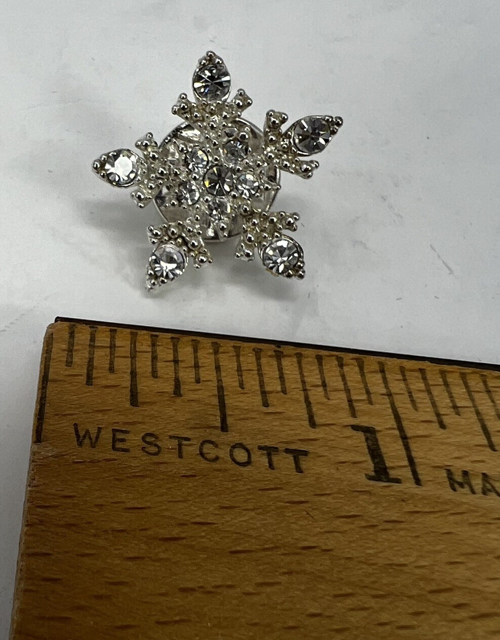 Snowflake Pin Sparkle Winter Christmas Lapel Clutch Back