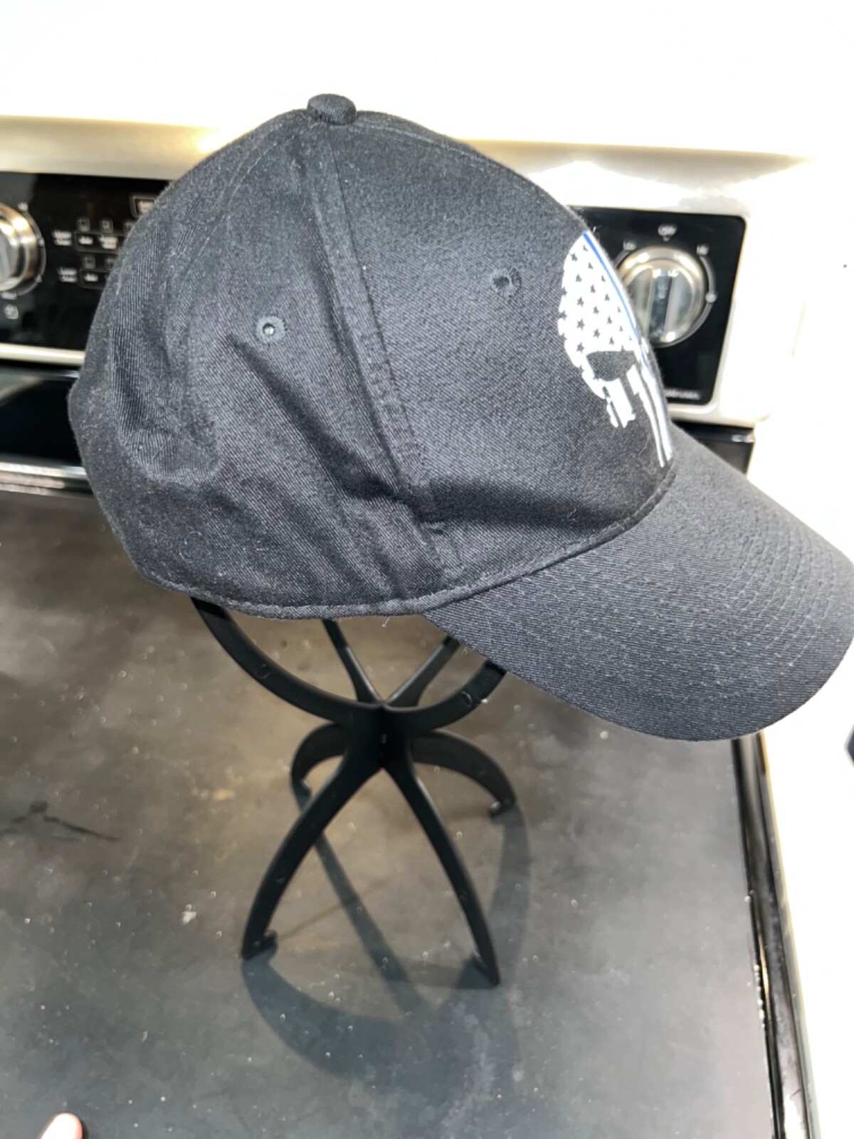 Black Hat Punisher on Front is white/blue ONSFA EUC