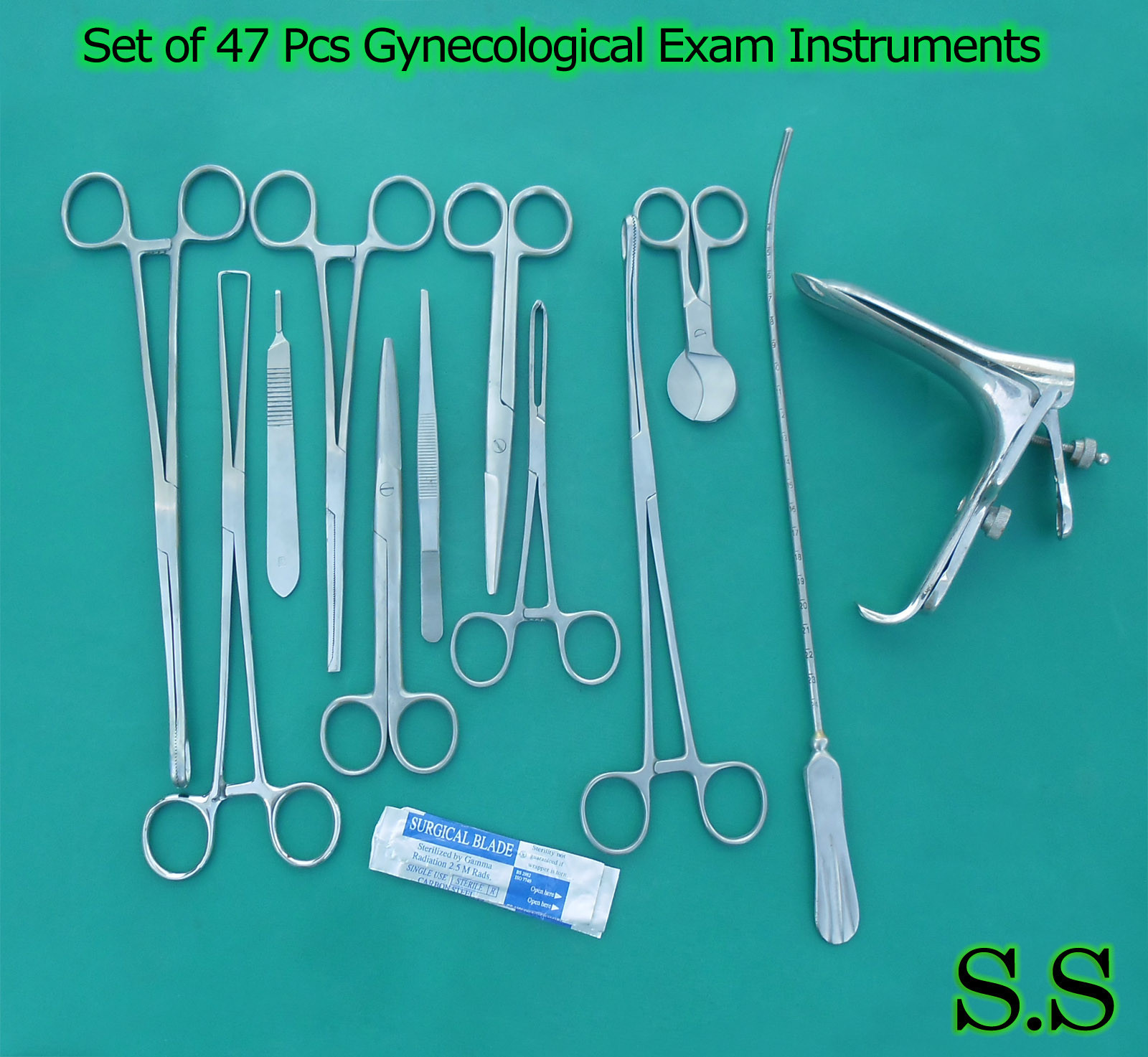 Set of 47 Pcs Gynecological Exam Instruments With graves speculum forceps DS-872