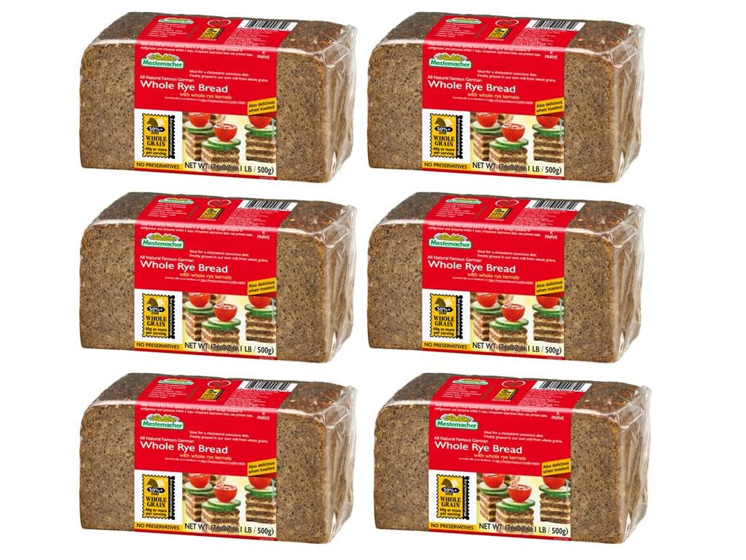 All Natural Whole Rye Bread, 17.6 Oz – Authentic German Whole Grain Rye Bread, H