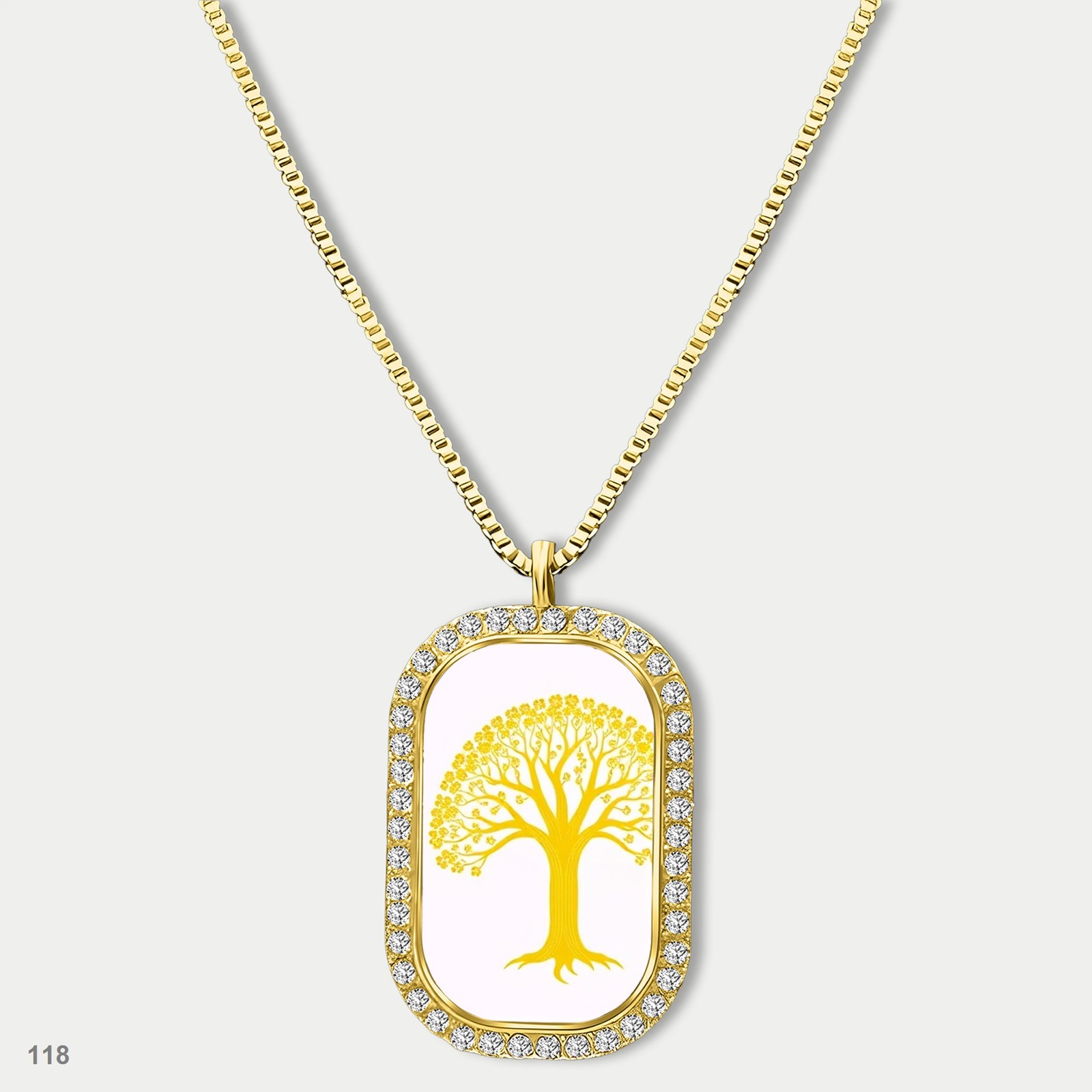 Amazing Colorful Tree of Life Pendant Necklace Chain Printed Dog Tag Chain Gift