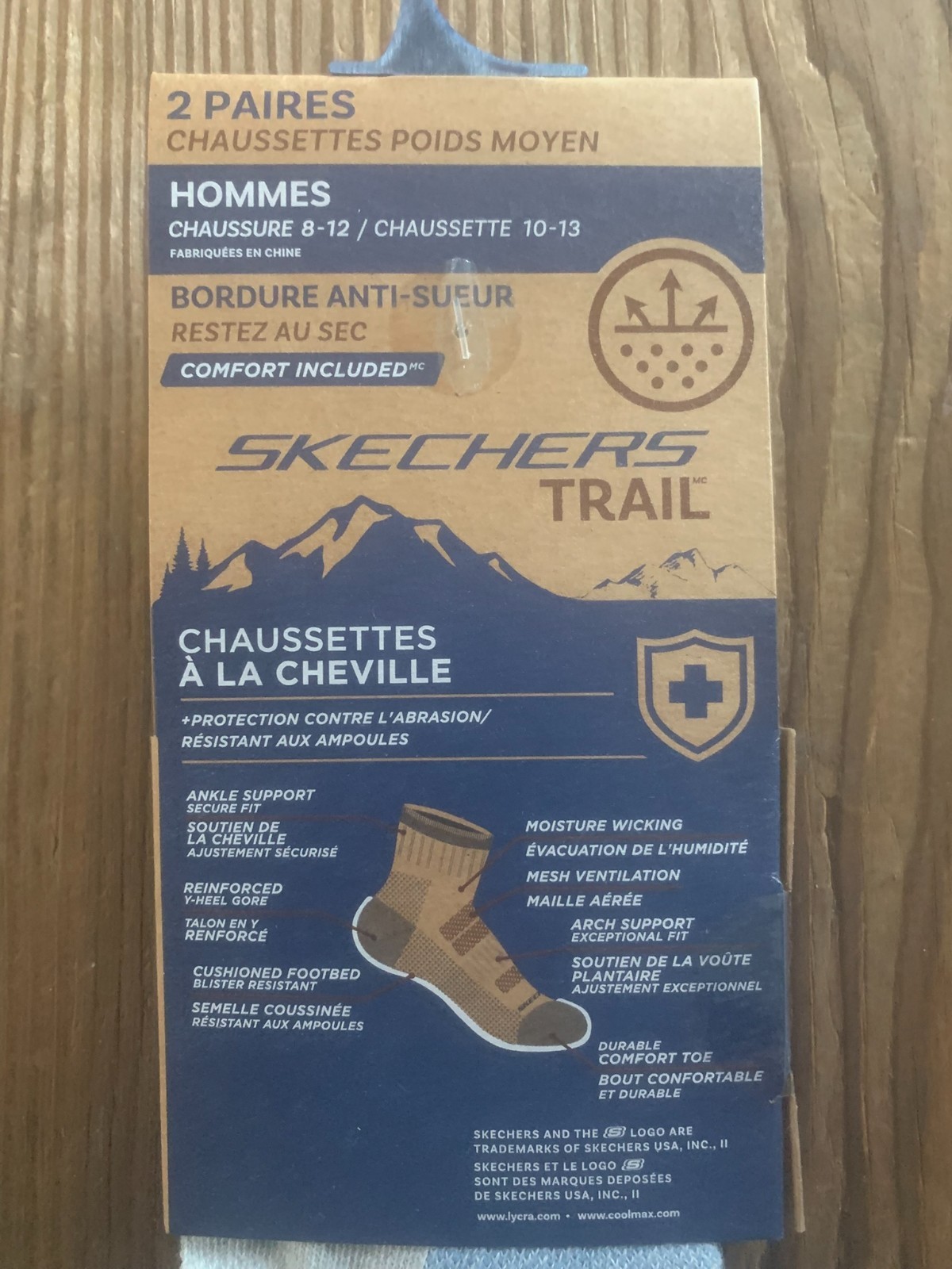New Skechers Cool Max Trail 2 Pk. Midweight Qtr. Crew Socks 8-12-Hiking