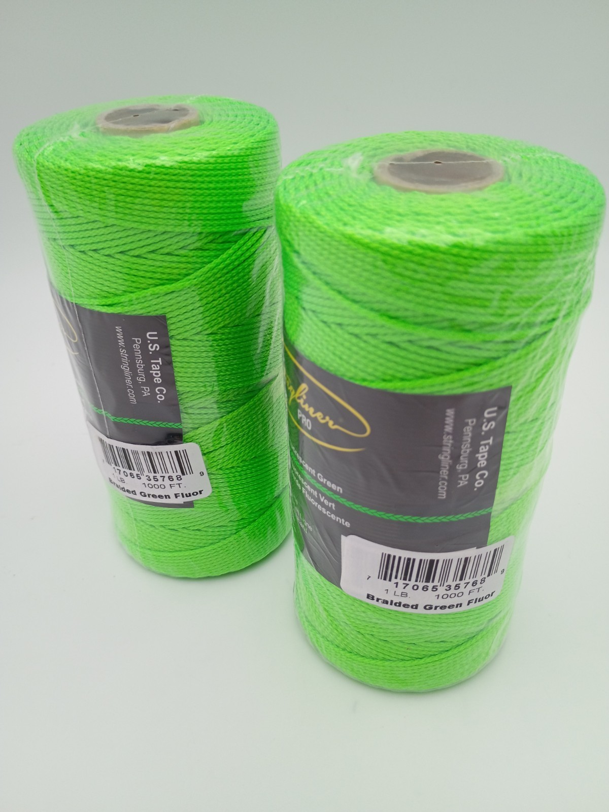 Stringliner Pro 2-Pack Braided Fluorescent Green 1000' Reloadable #18 Nylon Line