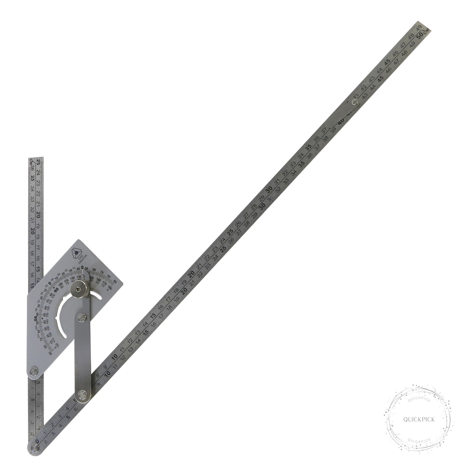 Angle Finder IV, Stainless Steel Protractor 0-180 degrees, Measures inside or