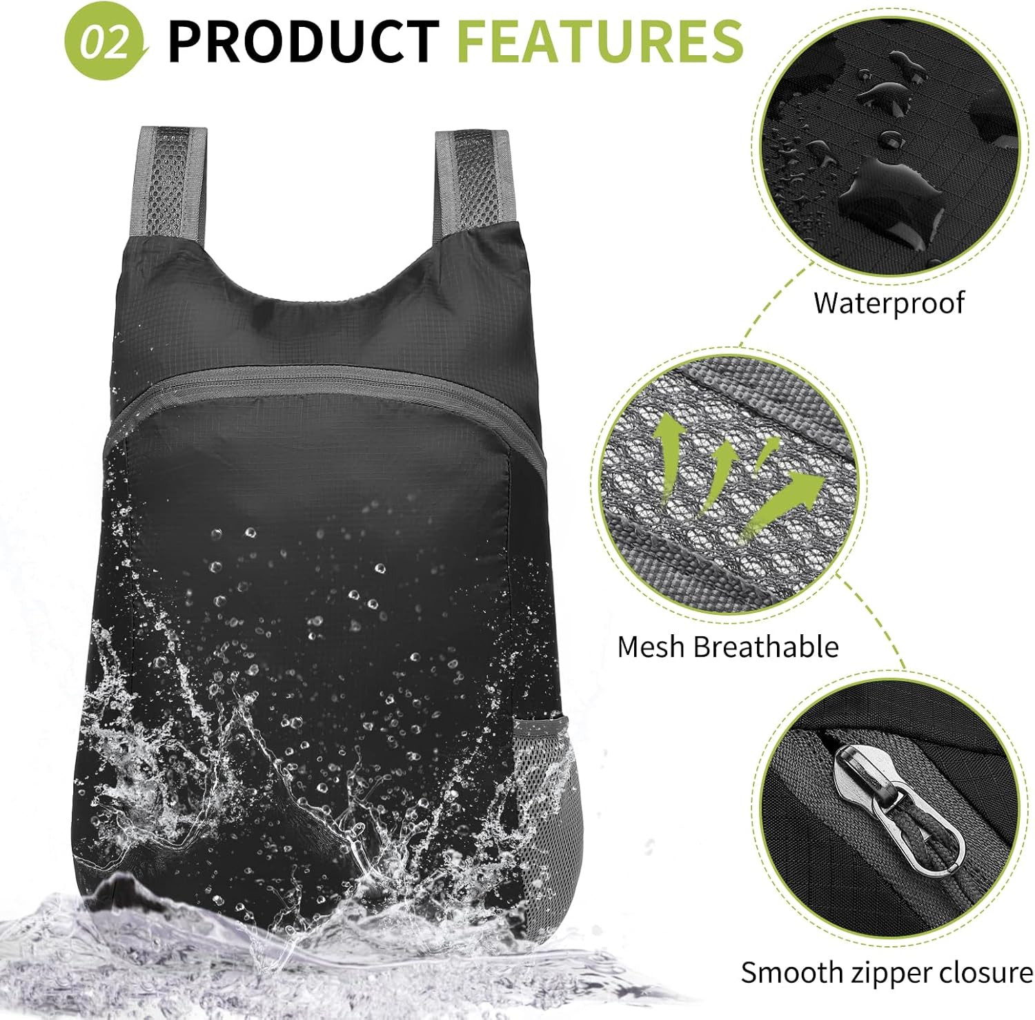 20L Ultra Hiking-Daypack Lightweight Foldable Travel Packable Backpack