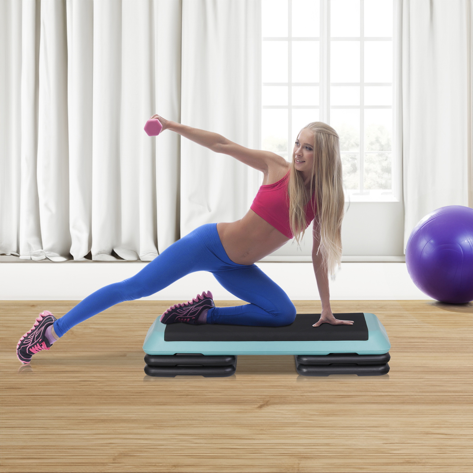 43" Training 4"- 6"- 8" Exercise Aerobic Stepper Workout Step Storage Green
