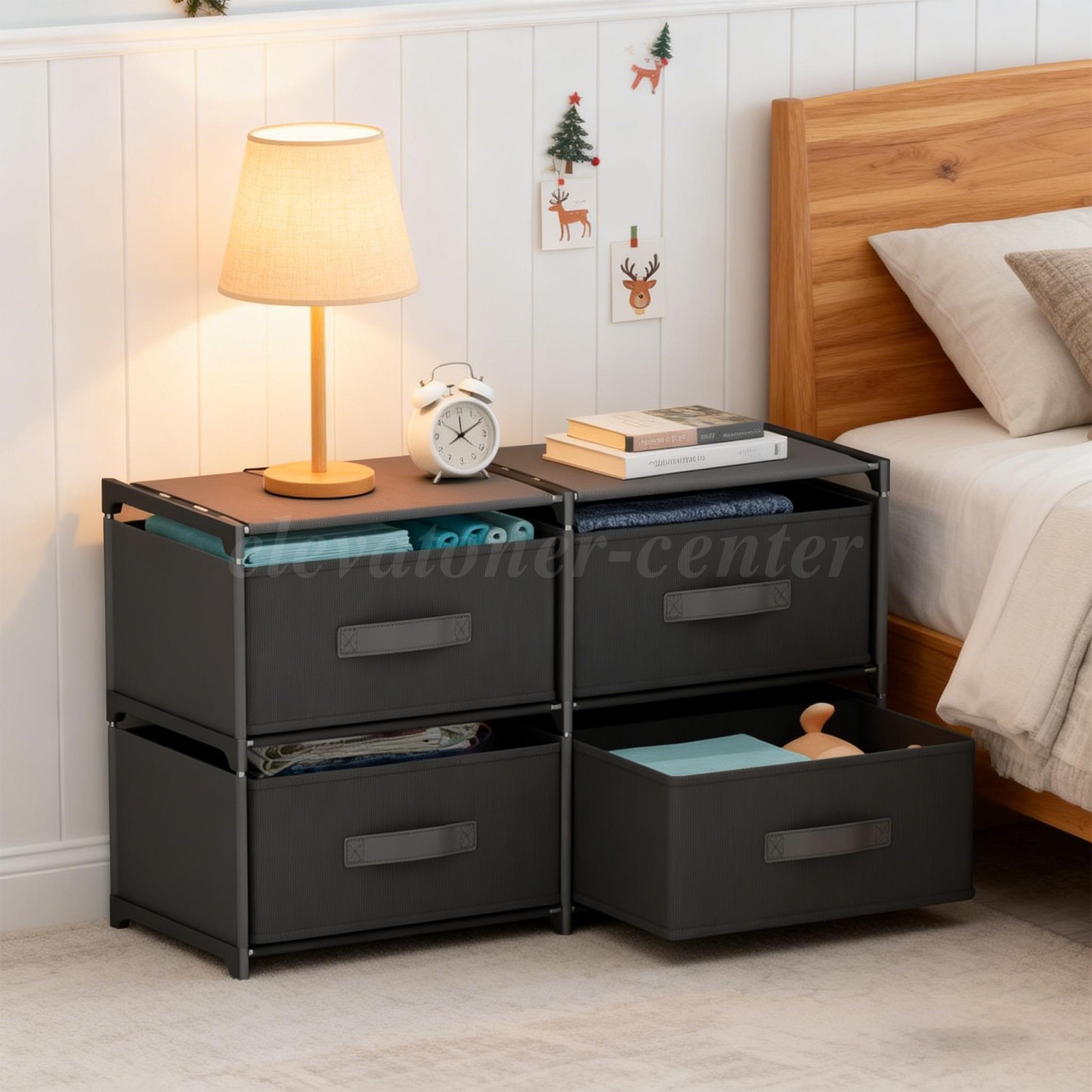 Non-Woven Fabric Multi-Functional Storage Cabinet, Double Row 4-Drawer