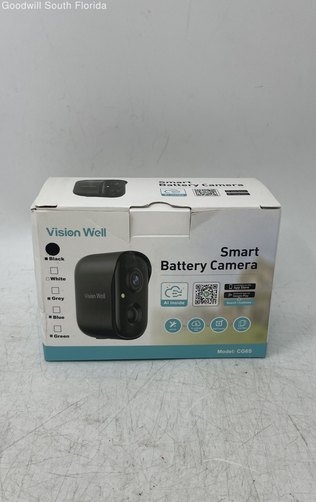 Vision Well CG65 Black Smart Battery Security Camera With Box Not Tested
