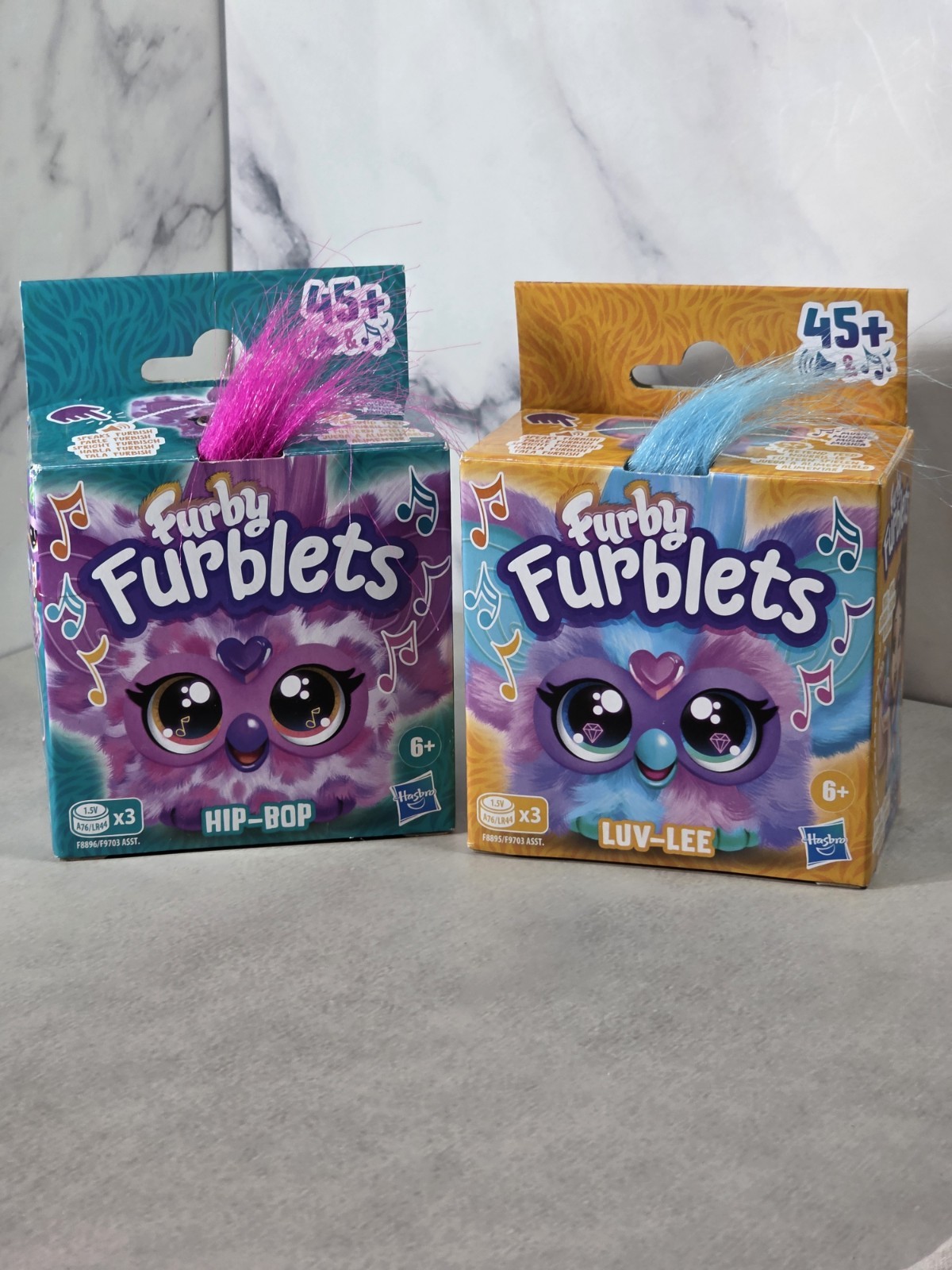 Two (2) Hasbro Collectibles Furby Furblets LUV-LEE & HIP-HOP NIB