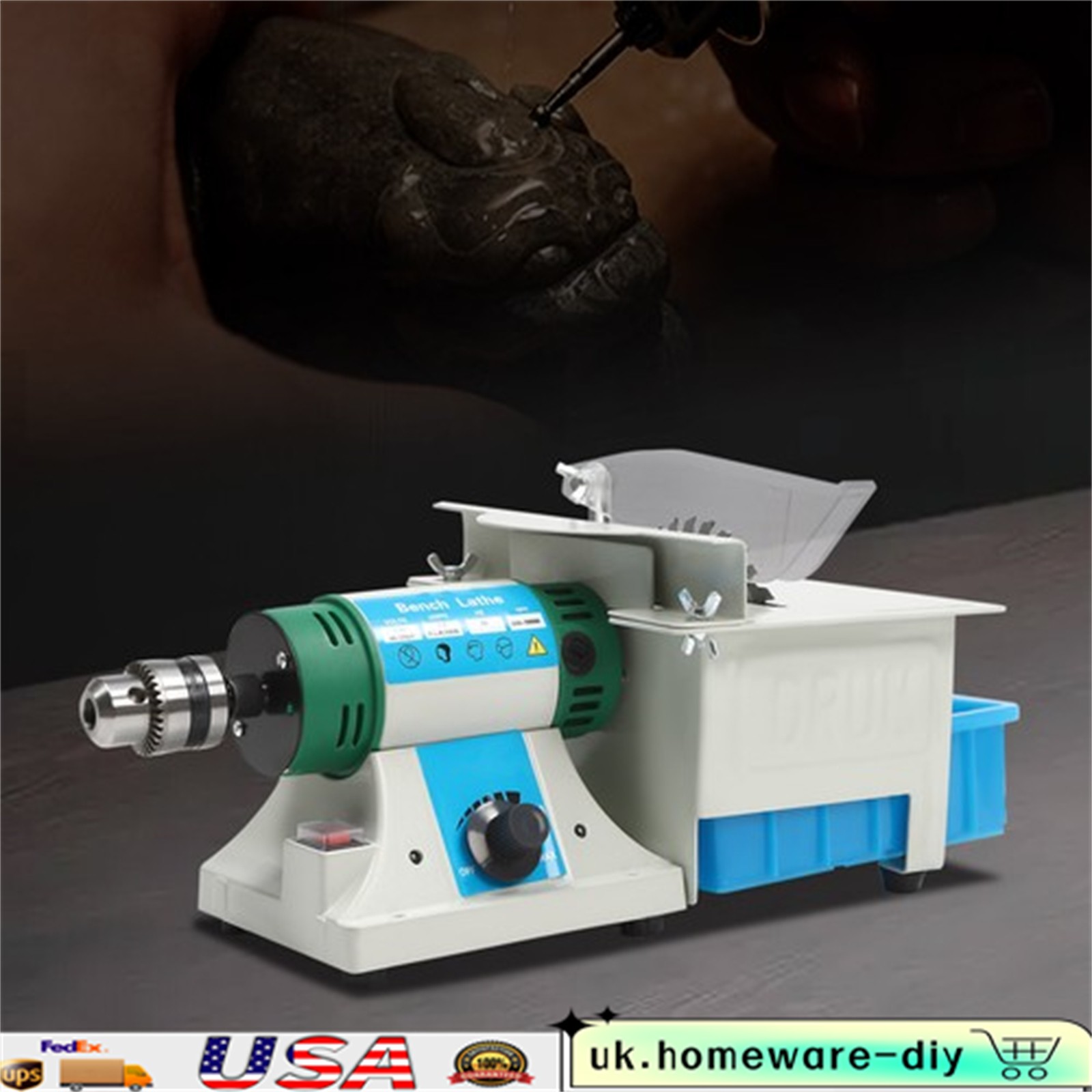 750W Multifunctional Bench Grinder, 110V Rock Polisher, 5-in-1 Bench Grinder Kit