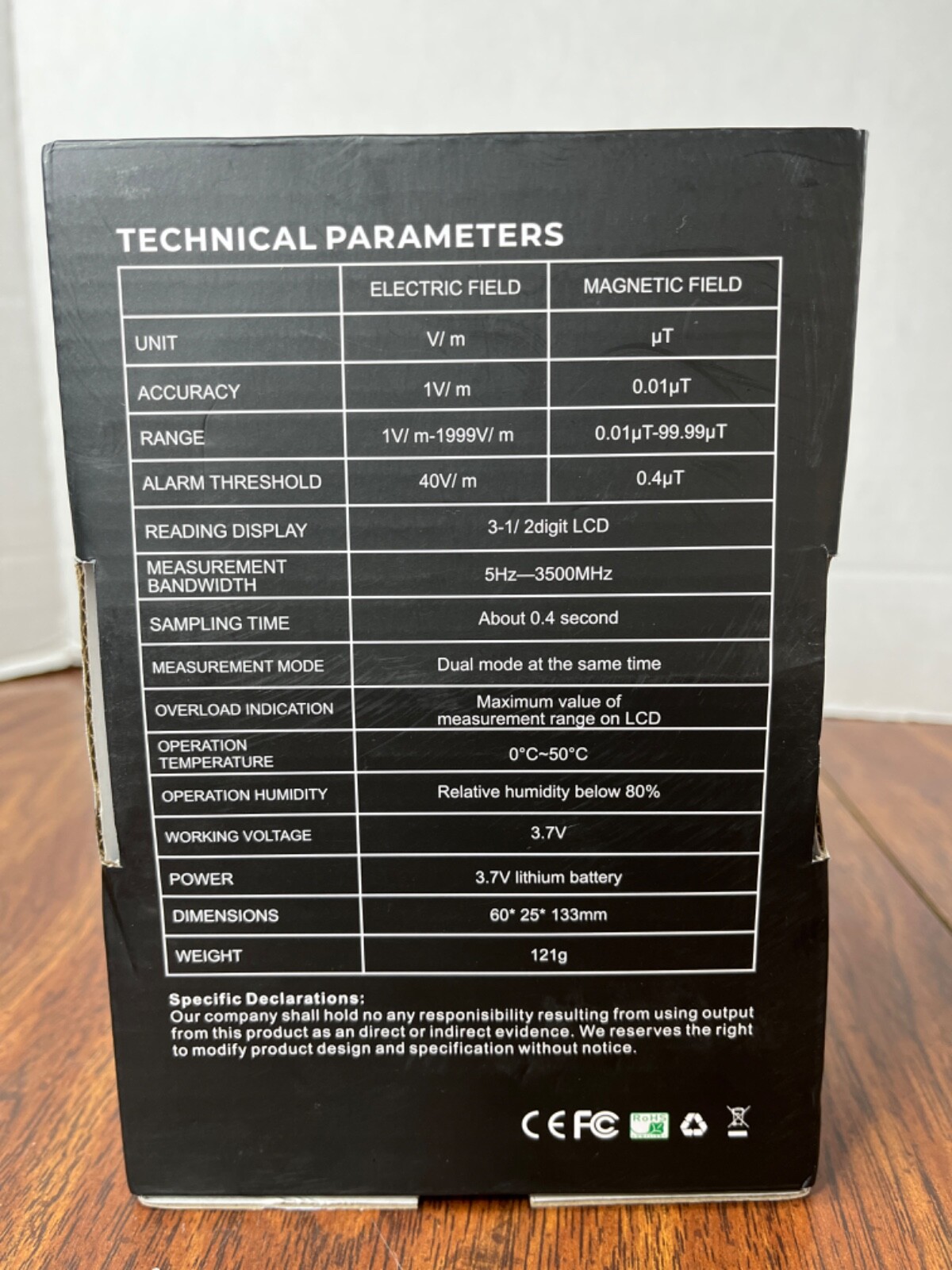 Rechargeable EMF Tester Electromagnetic Radiation Tester RT-100