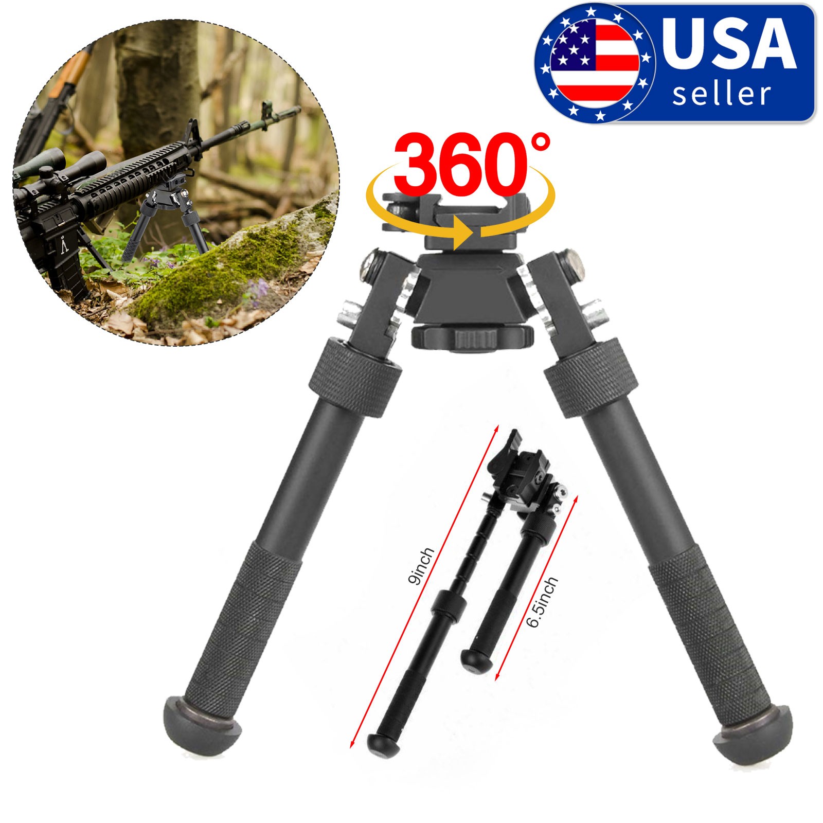 Hunting Bipod Quick Detach Mount 6.5-9" Adjustable For Picatinny Rail/M-lok Rail