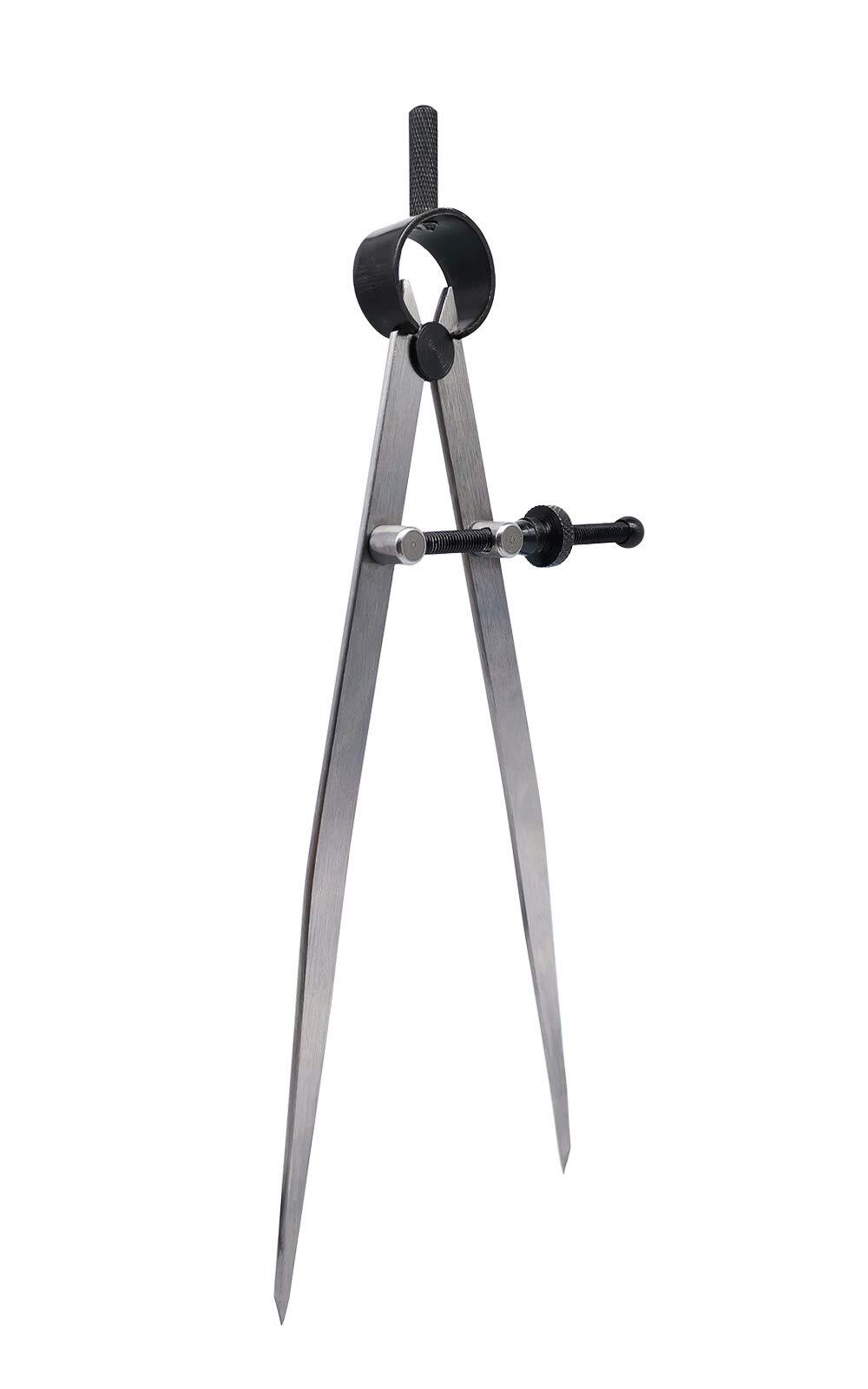 8-inch Adjustable Lockable Steel Wing Divider Leather Compass Scribe Tool