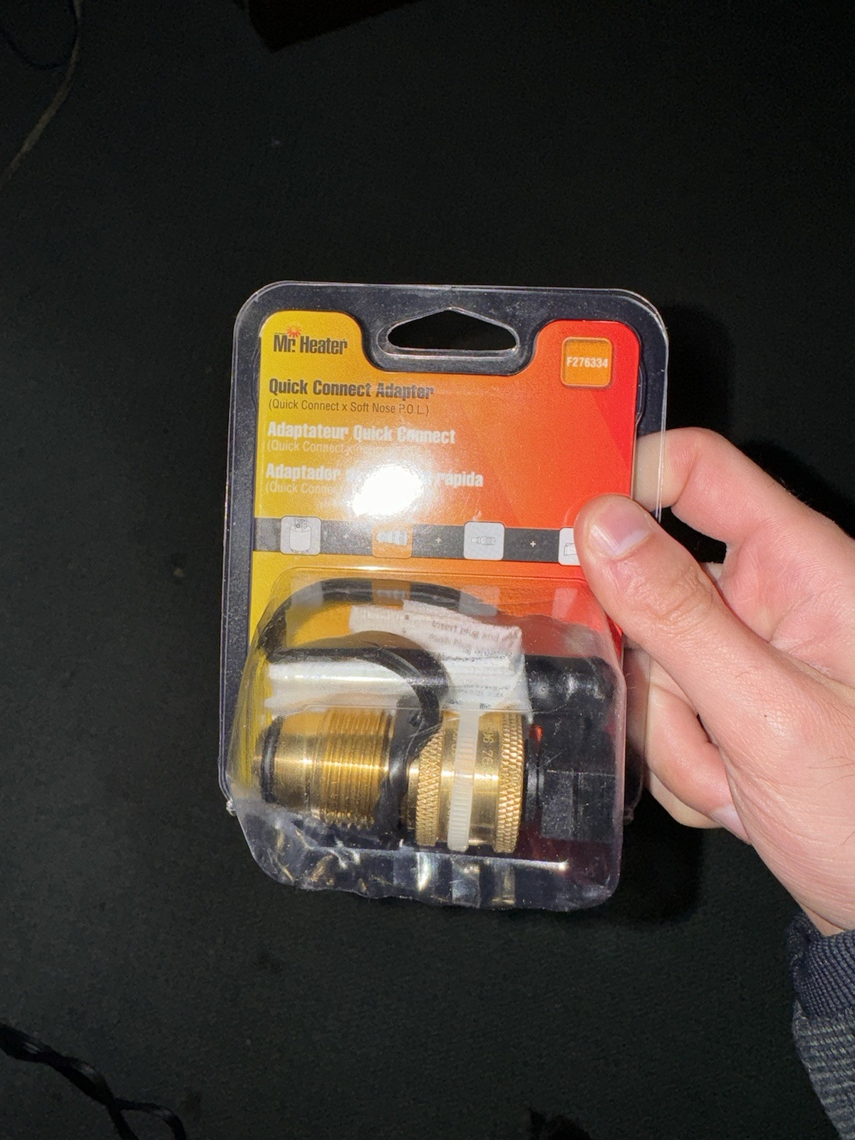 Mr. Heater F276334 Adapter, Quick Connect x Excess Flow Soft Nose, Brass, Gold