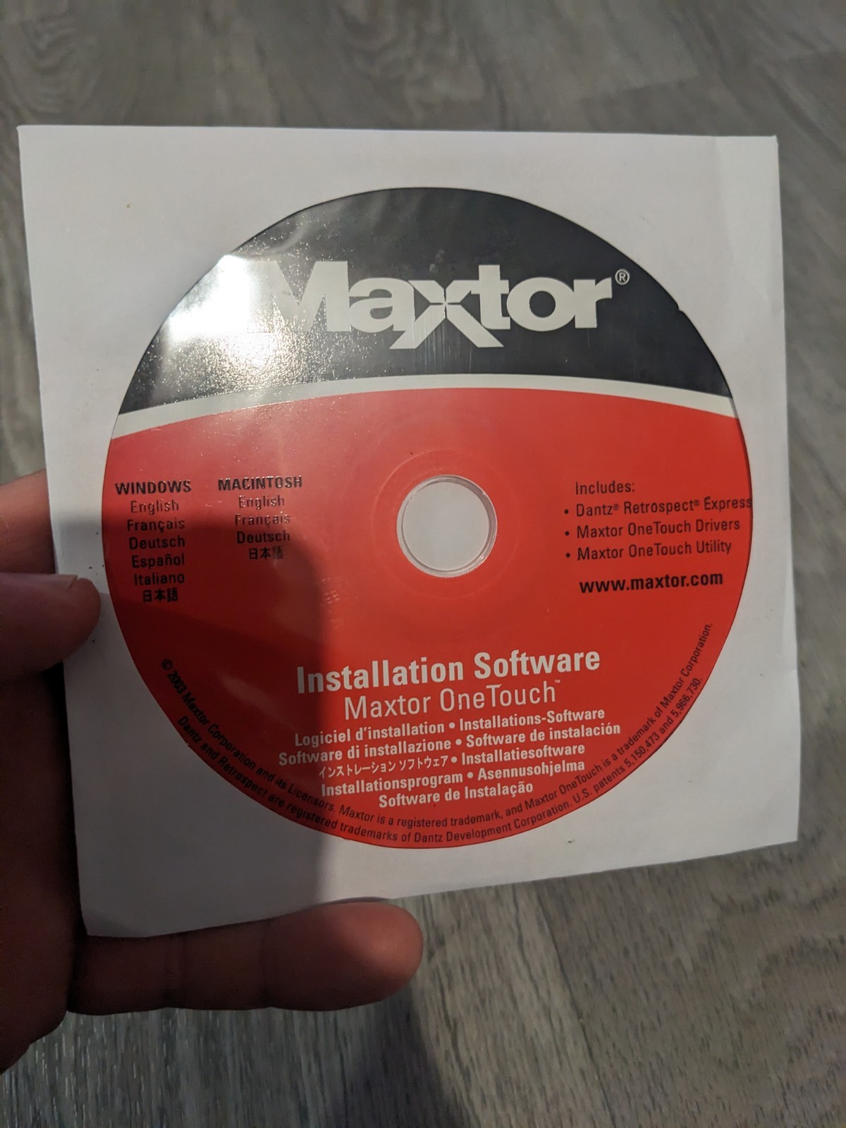 Maxtor Installation Software (Windows Macintosh CD Software) Maxtor OneTouch