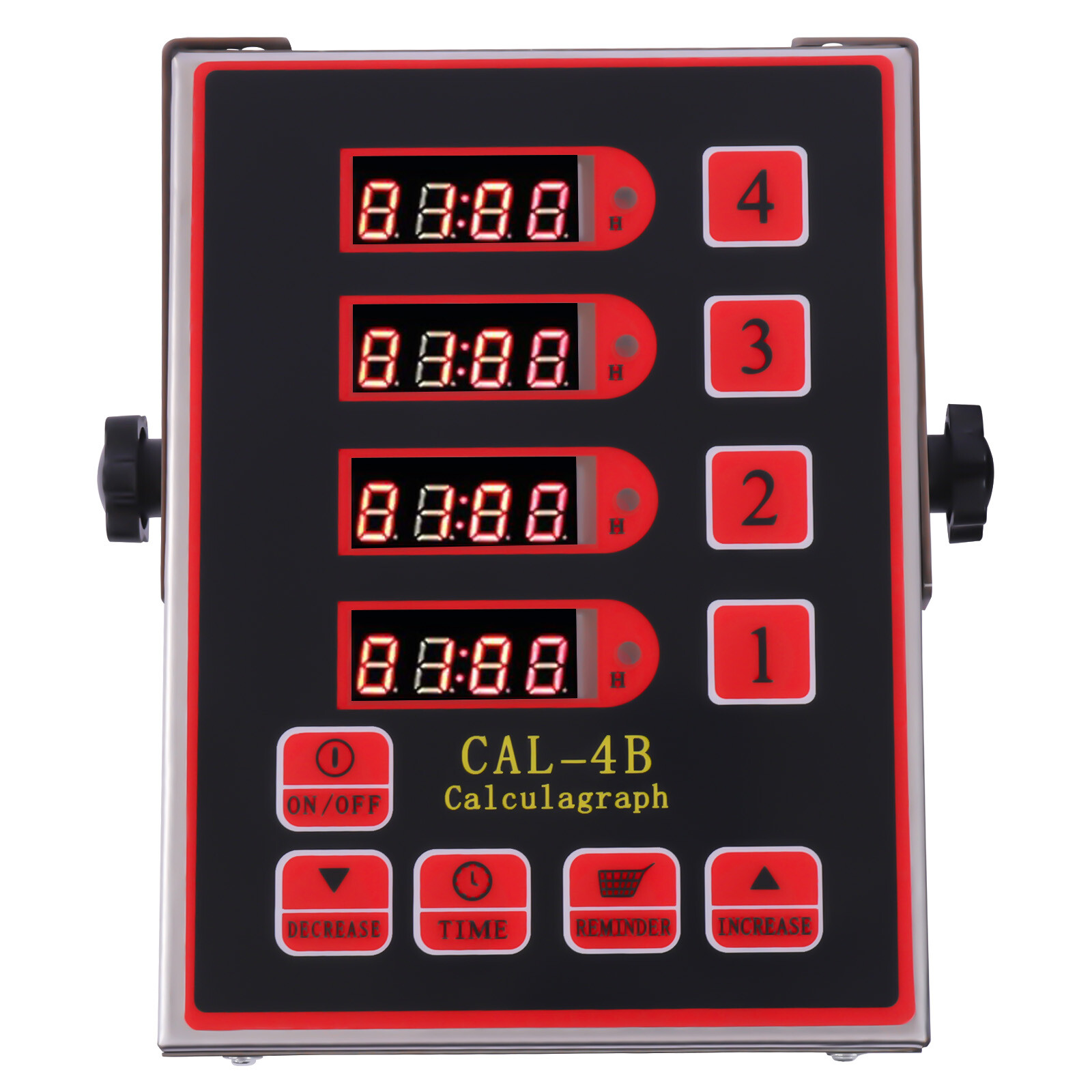 Commercial 4 Channels Kitchen Timers Restaurant Timer Loud Red Stainless Steel！