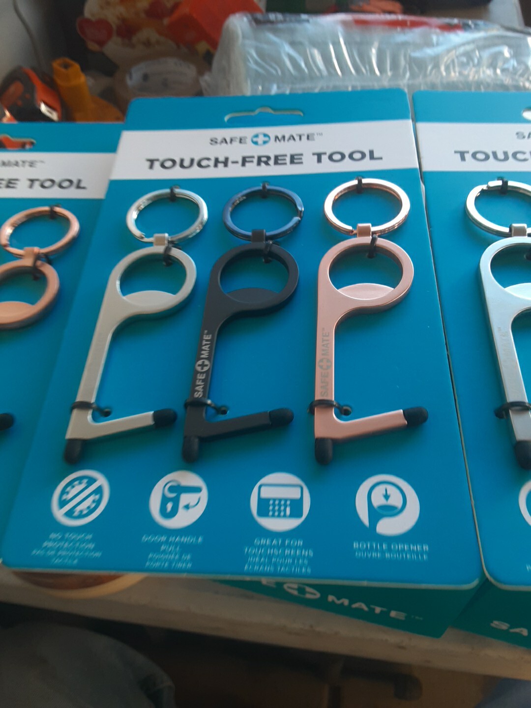 Safe+Mate Touchless Door Opener Keyring 9 PACK