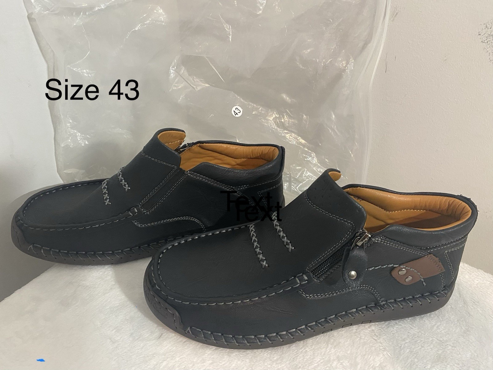 Men's 100% Caoutchouc loafers casual Leather Shoes (Size 43) Brown Or Black NWOT