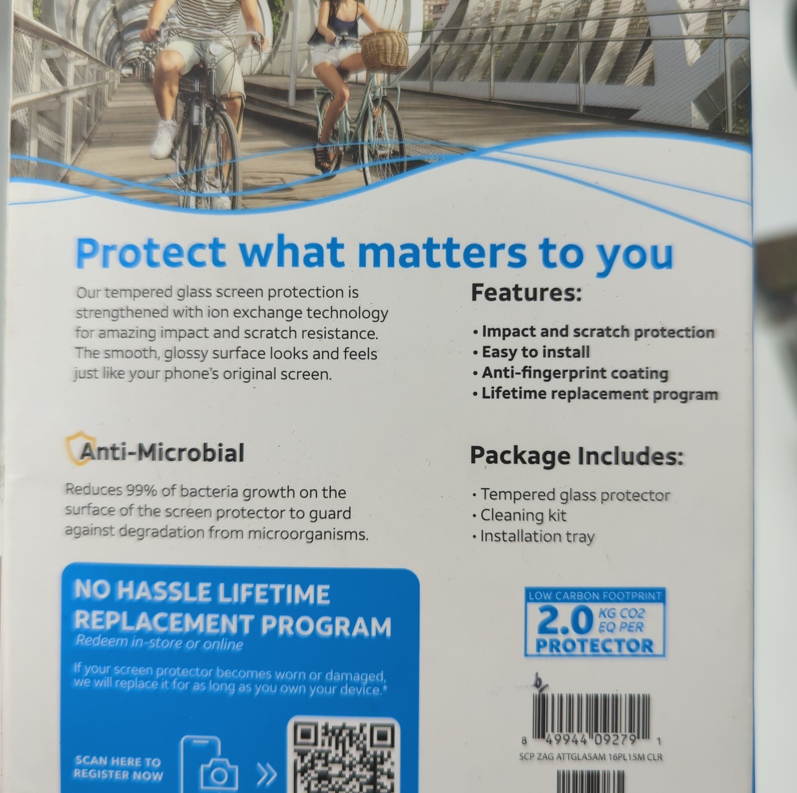 AT&T iphone 16 plus screen protector Tempered Glass Anti-microbial Ez Apply