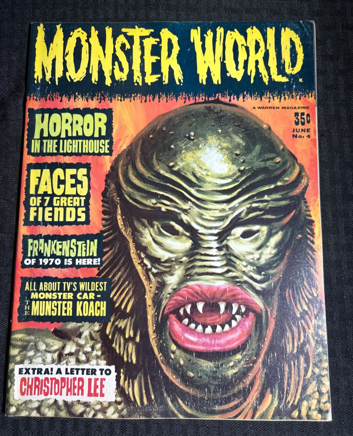 1965 MONSTER WORLD Magazine #4 FN 6.0 Christopher Lee / Frankenstein / Munsters