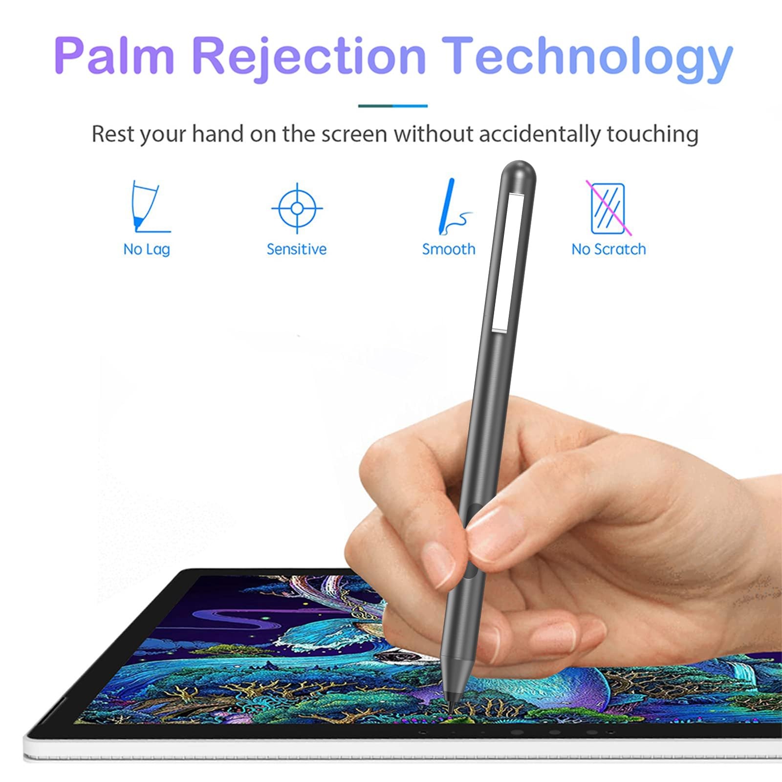 Active Stylus Pen for HP Touchscreen Laptops – 2500H Battery, Palm Rejection ...