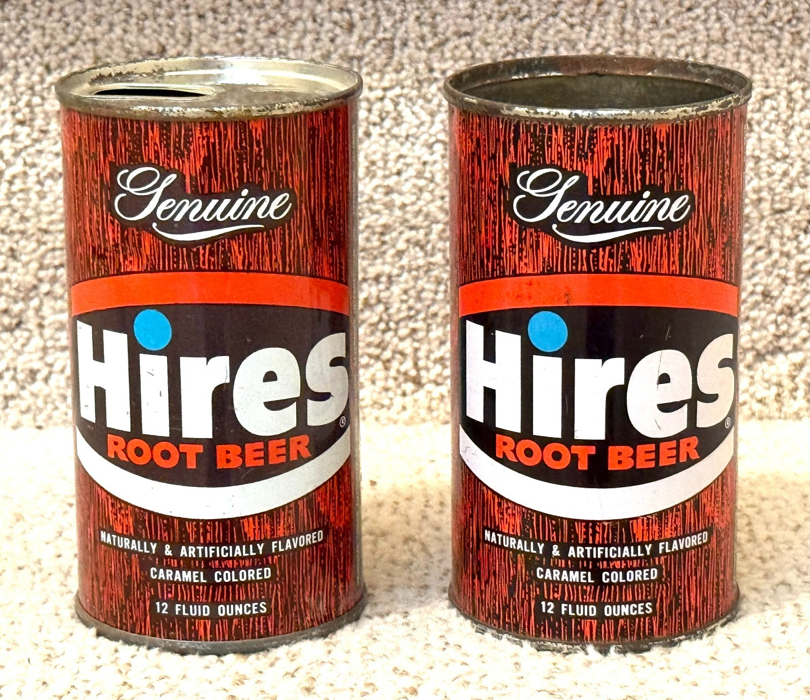 *Clean* Two Different Hires Root Beer Pre-Zip Code Soda Cans