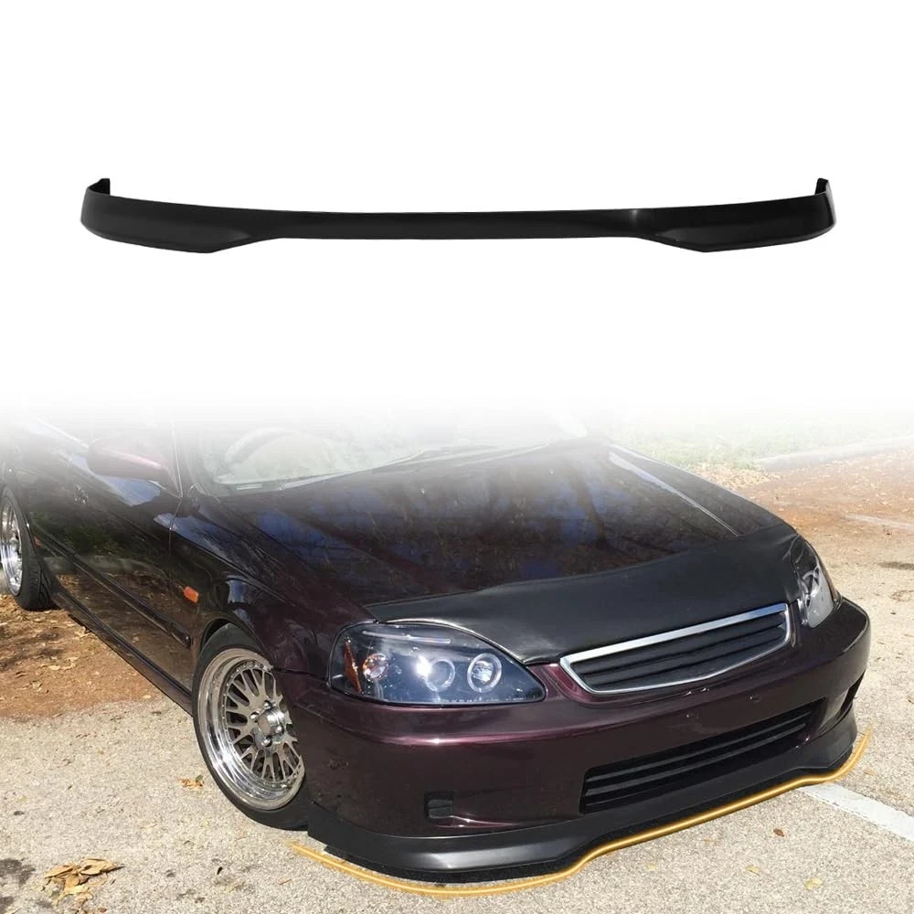 Front Bumper Lip Spoiler for 1999-2000 Honda Civic PP Unpainted Black Type