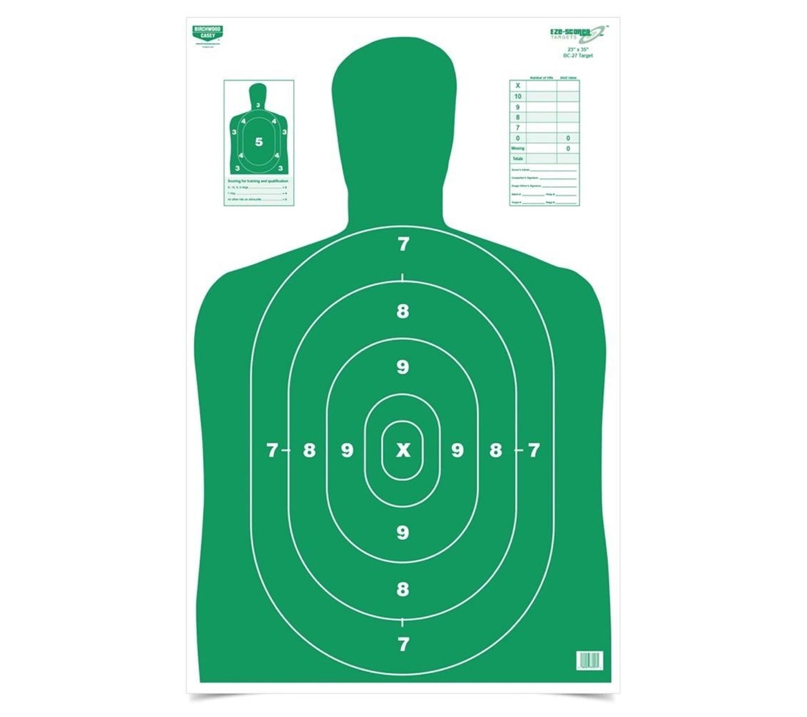 BC EZE-Scorer Targets 23"x35" Green Silhouette & Score Table (5 Pack) #BC-37045