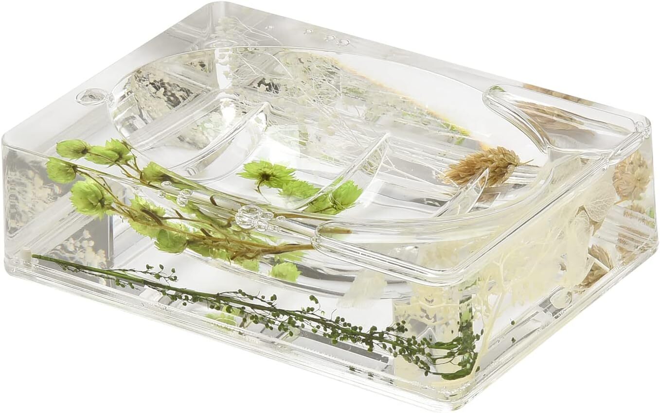 4 Piece Acrylic Liquid 3D Floating Motion Bathroom Vanity Accessory Set Greenery