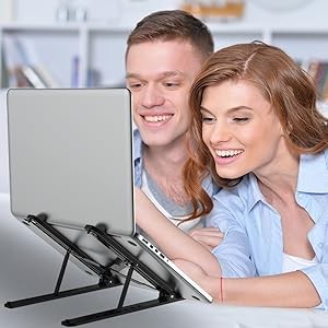 Laptop Stand for Desk, Adjustable Laptop Riser, Black | ABS+Silicone Foldable