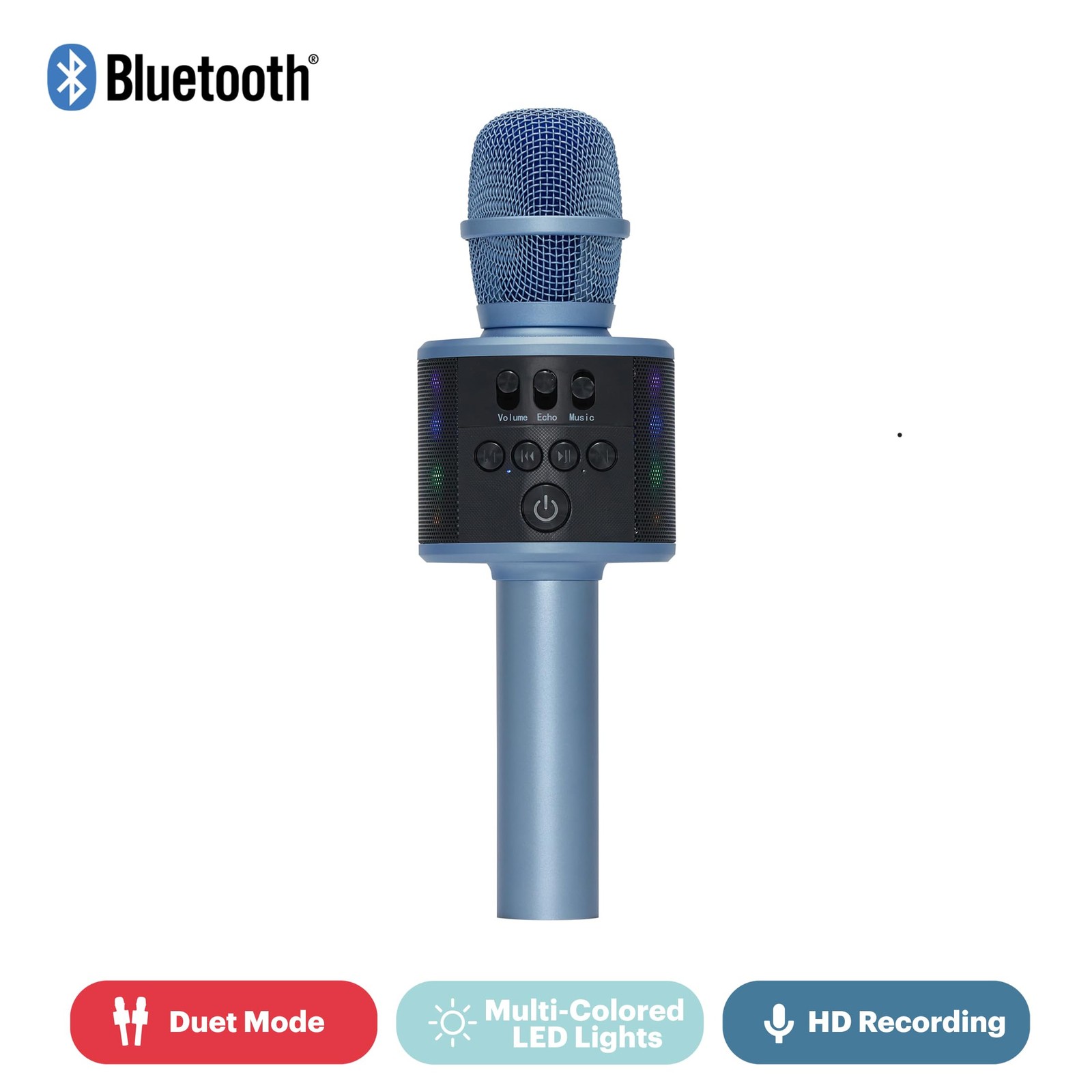 Core Innovations Wireless Bluetooth Karaoke Microphone with Builtin Speaker|Blue