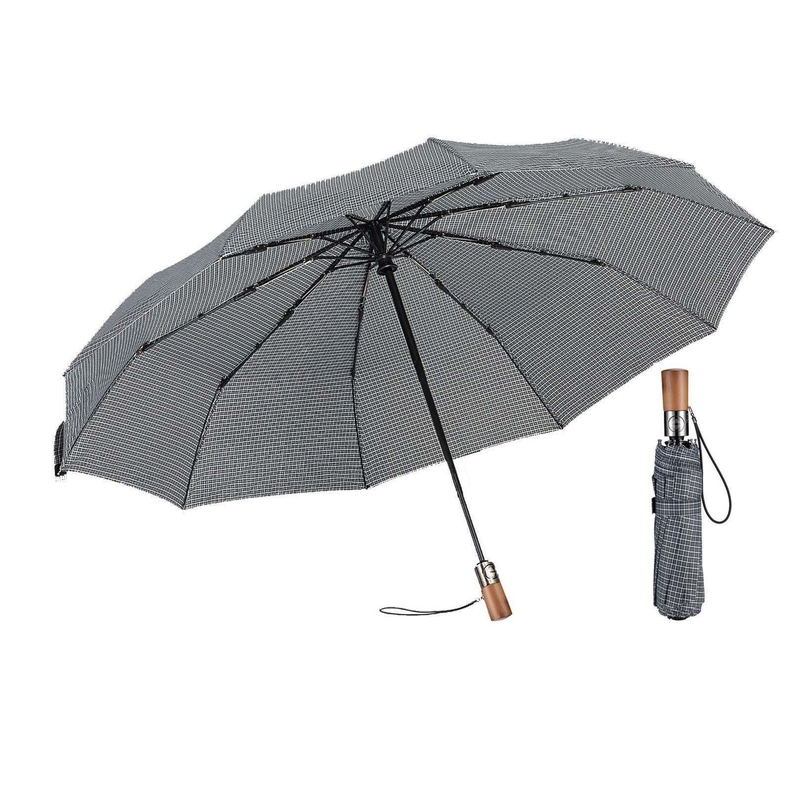 HOMILOOP Compact Folding Umbrella,10 Ribs Business Medium, Grey