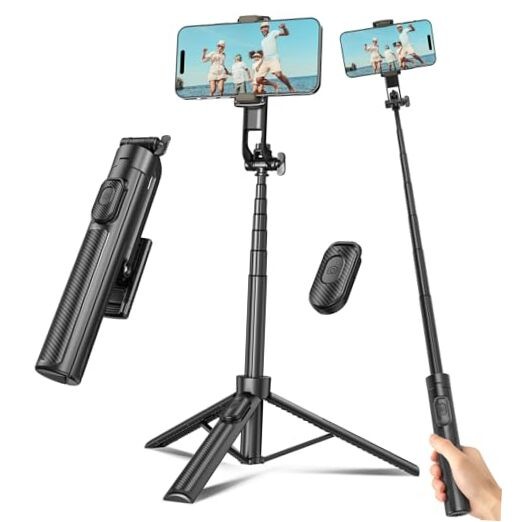 Selfie Stick Travel Tripod for Cell Phone with Remote Control and Phone