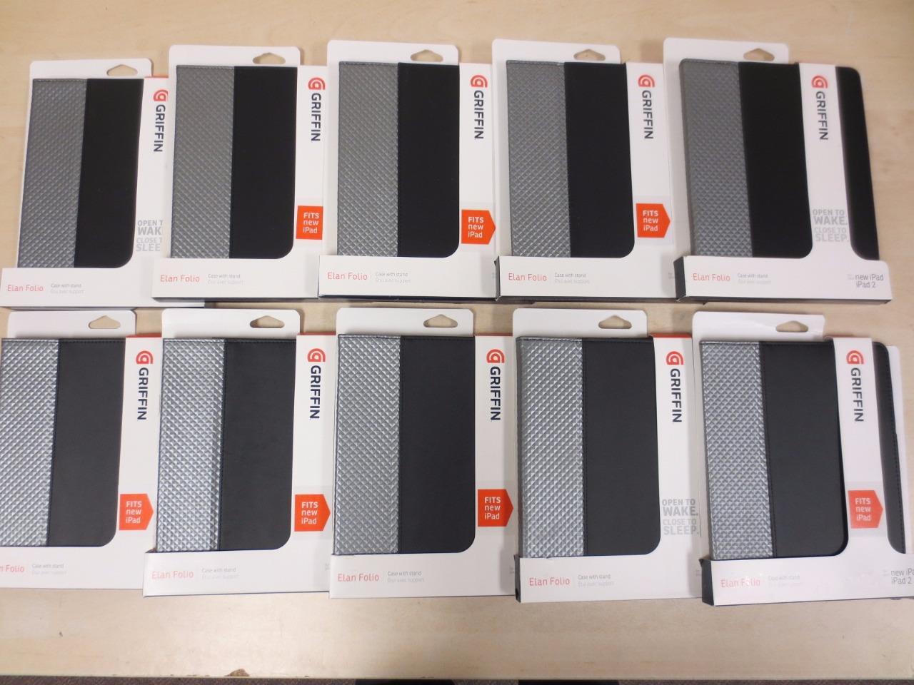 LOT OF 10 Griffin Elan Armor Folio iPad 2, 3, 4th gen Black Silver Trim GB03851