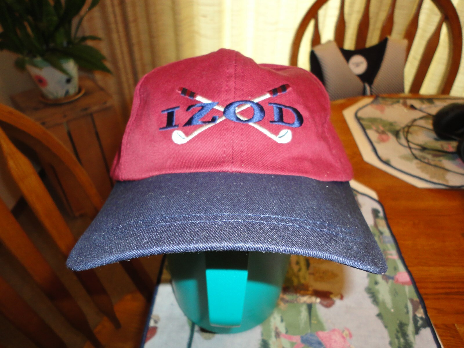 Izod Hat cap osfm leather strapback buckle Vtg