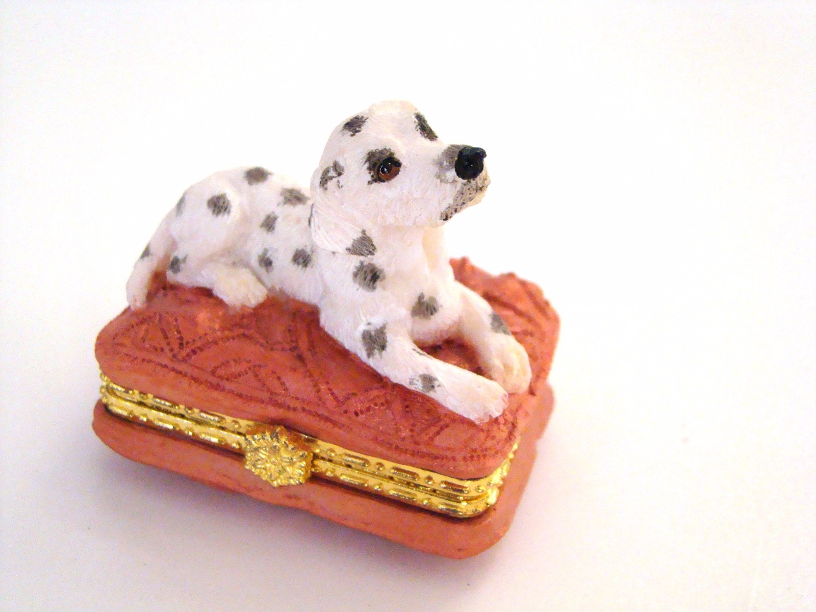 Hinged Box DALMATION DOG on a pillow trinket box