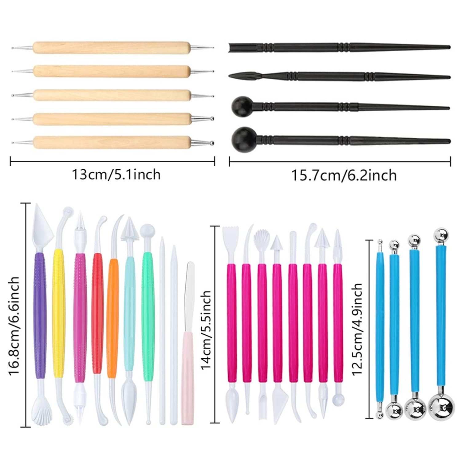 31 Pcs Cake Decorating Tool Set, Fondant Tool, Polymer Clay Tool, Modeling Cl...