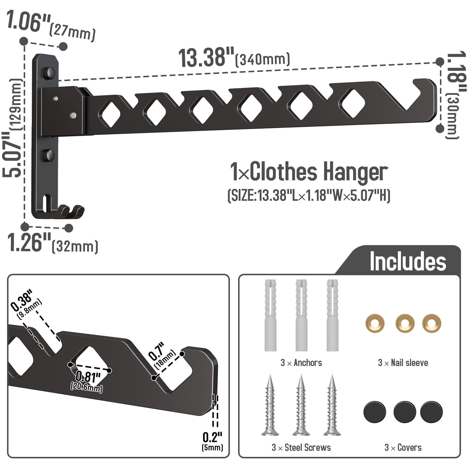 Wall Mounted Clothes Drying Rack, Wall Clothes Hanger Foldable, Laundry Hange...
